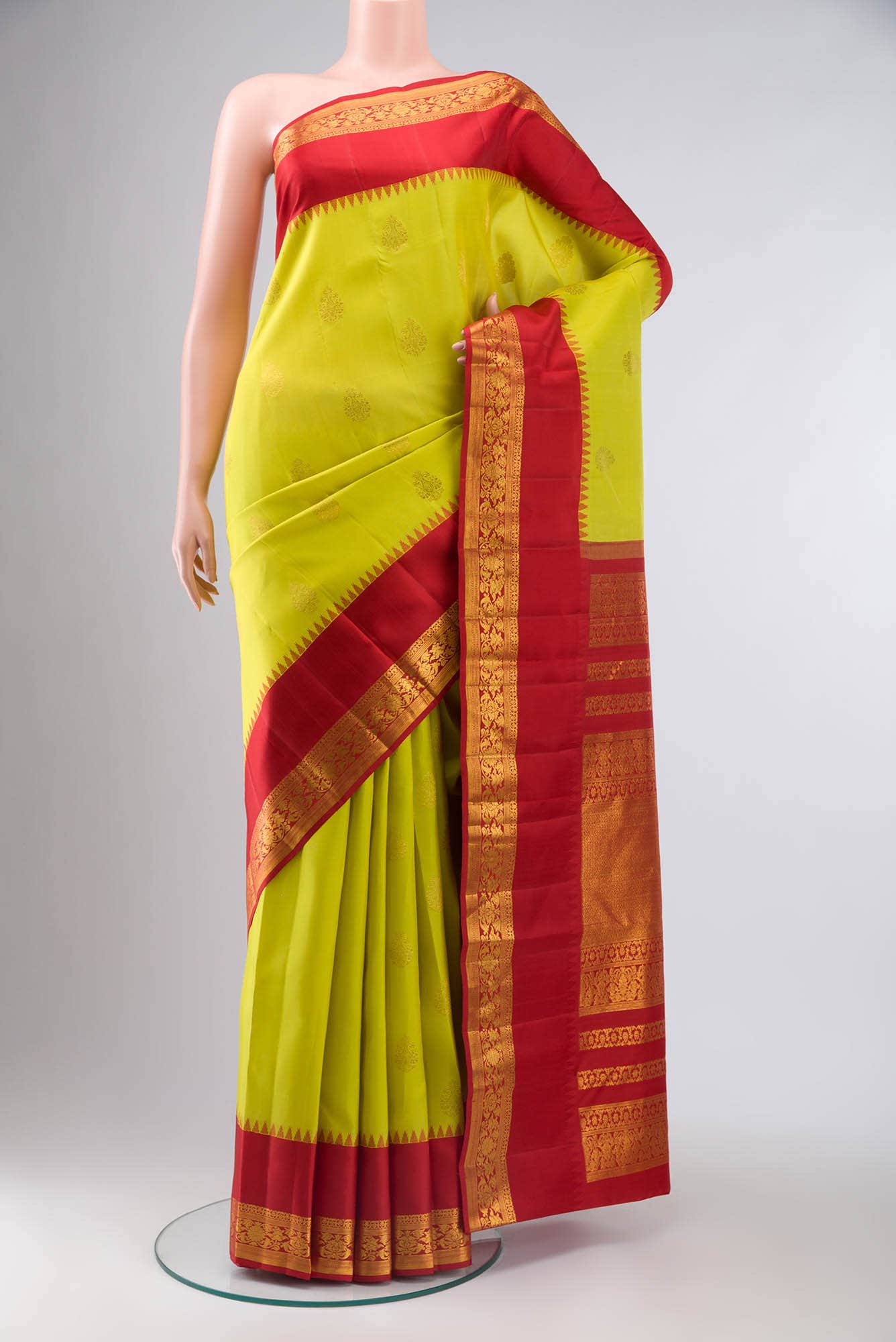 Yellow Kanchipuram Silk Saree
