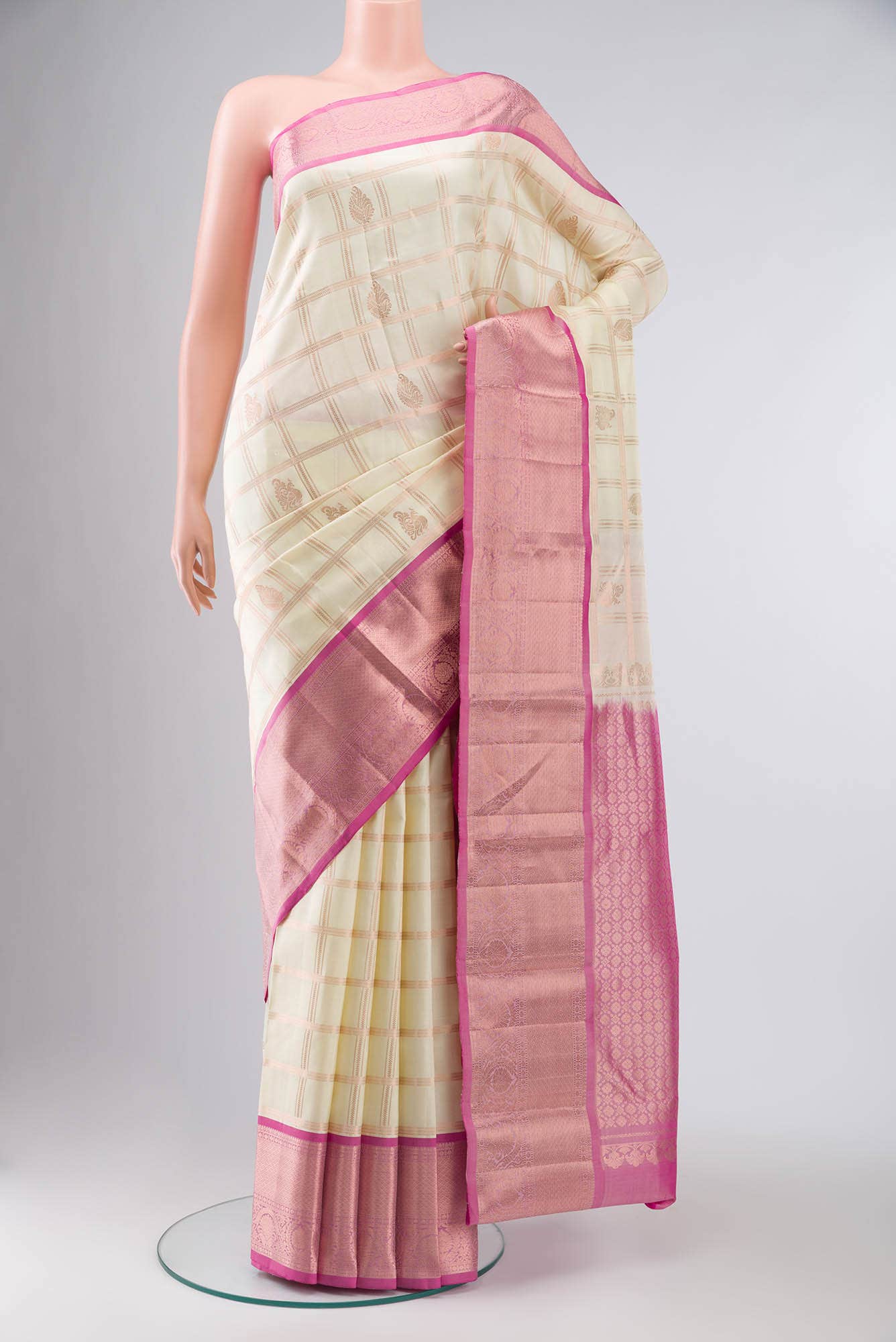 Cream Kanchipuram Silk Saree