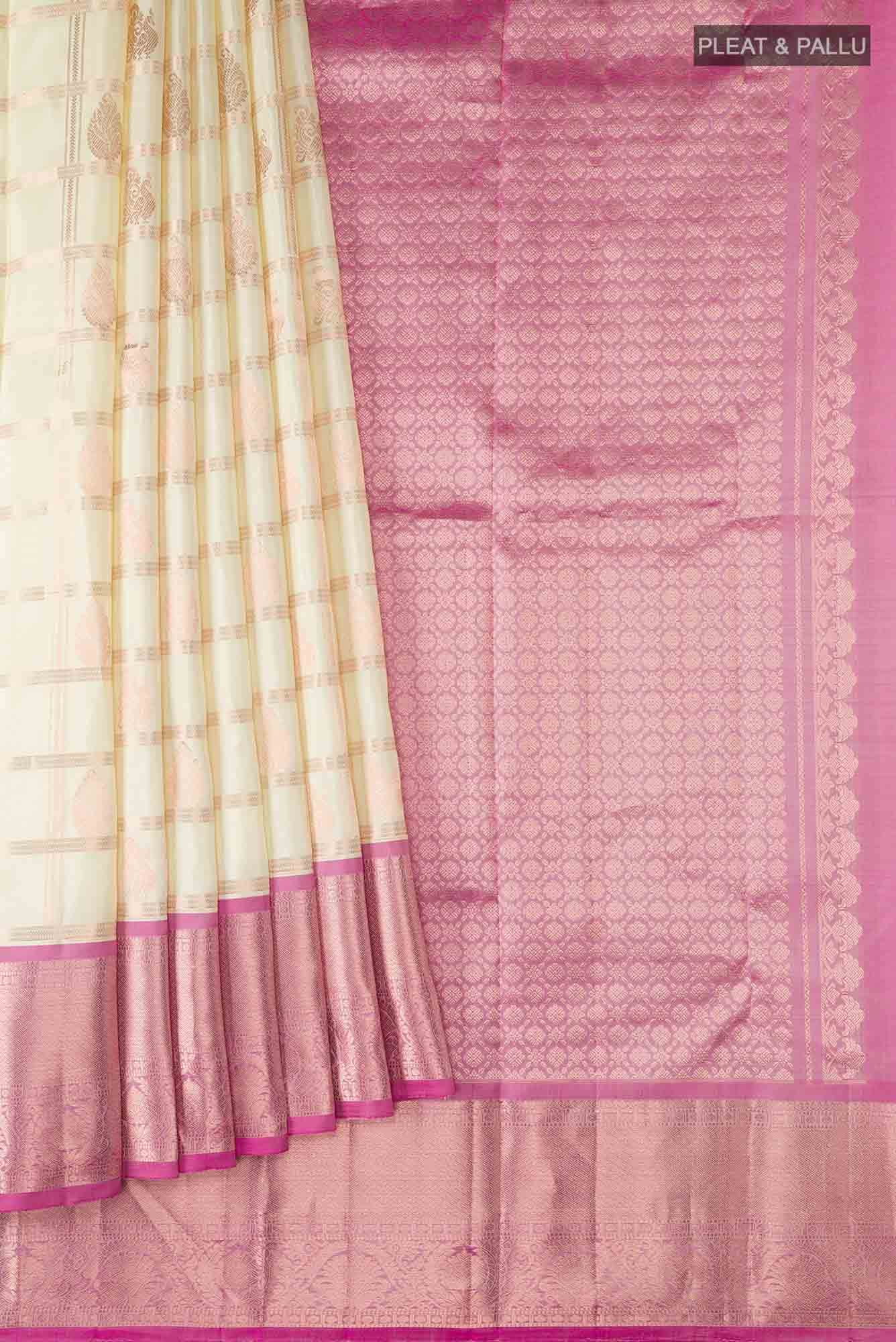 Cream Kanchipuram Silk Saree