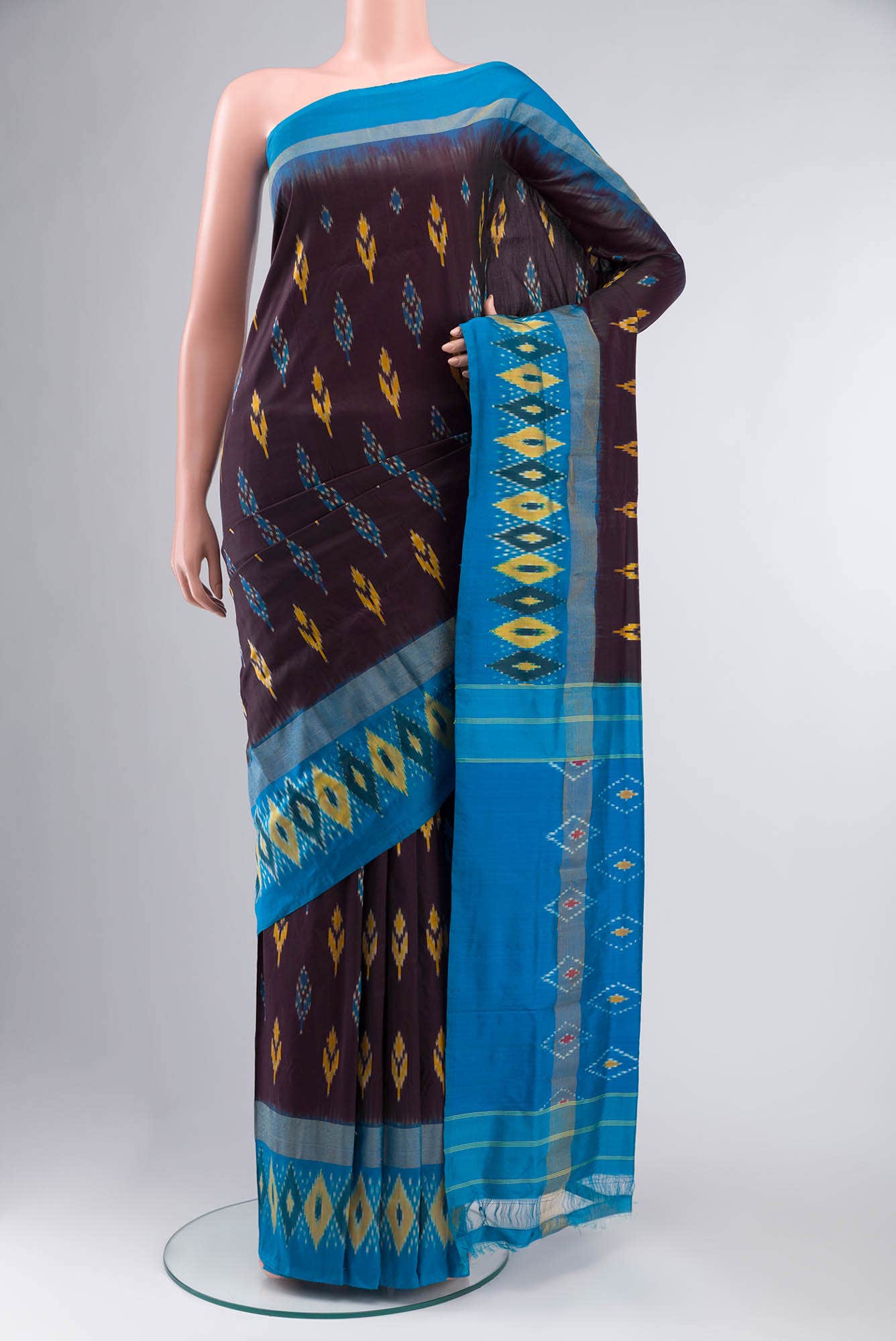 Brown Pochampally Silk Saree