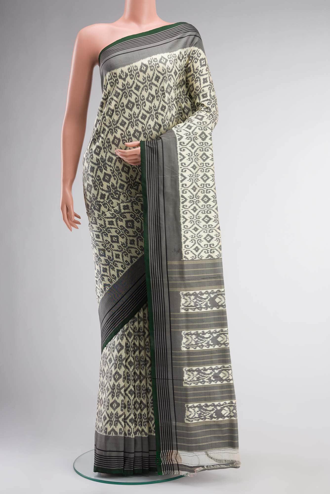 Cream Pochampally Silk Saree