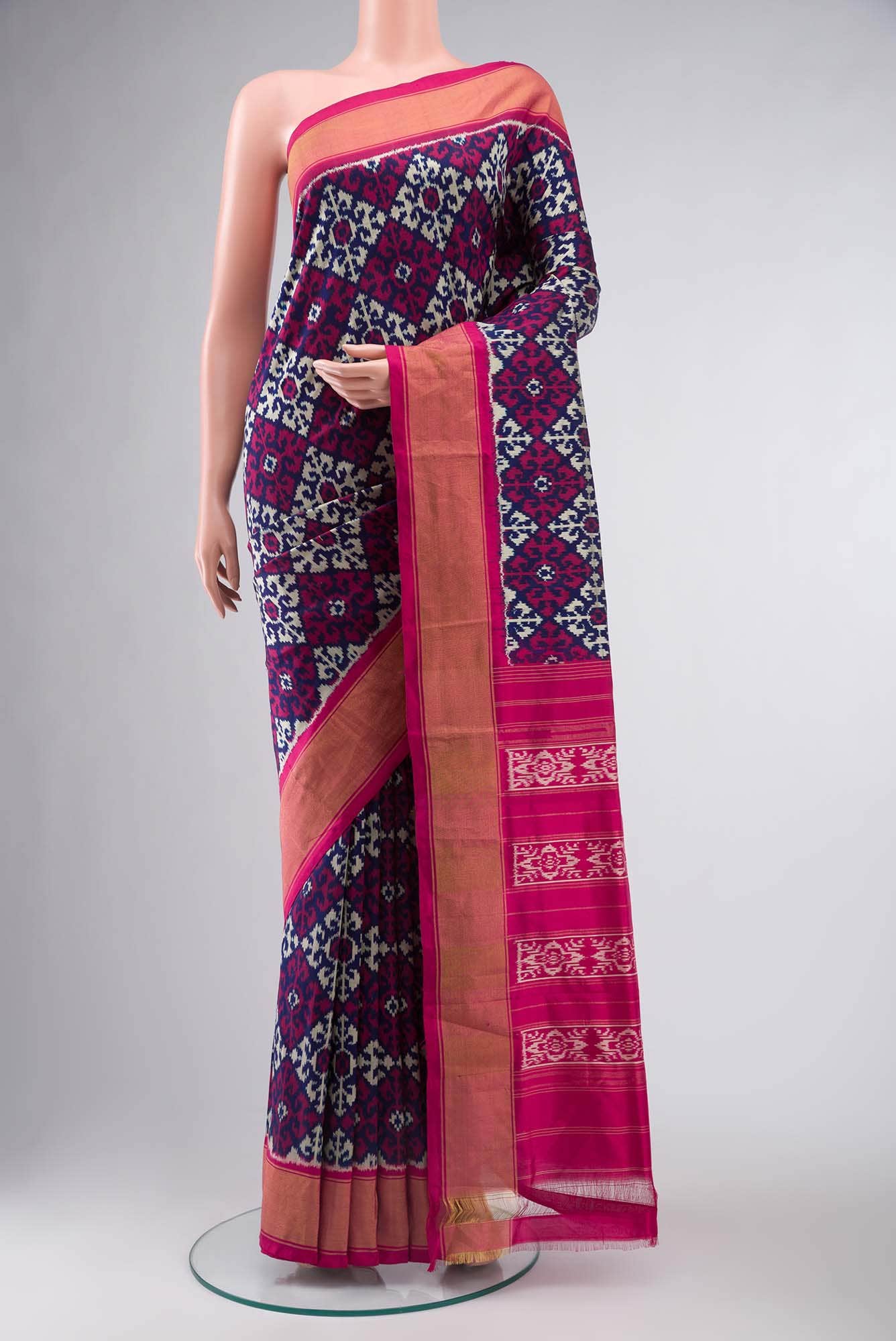 Navy Blue Pochampally Silk Saree