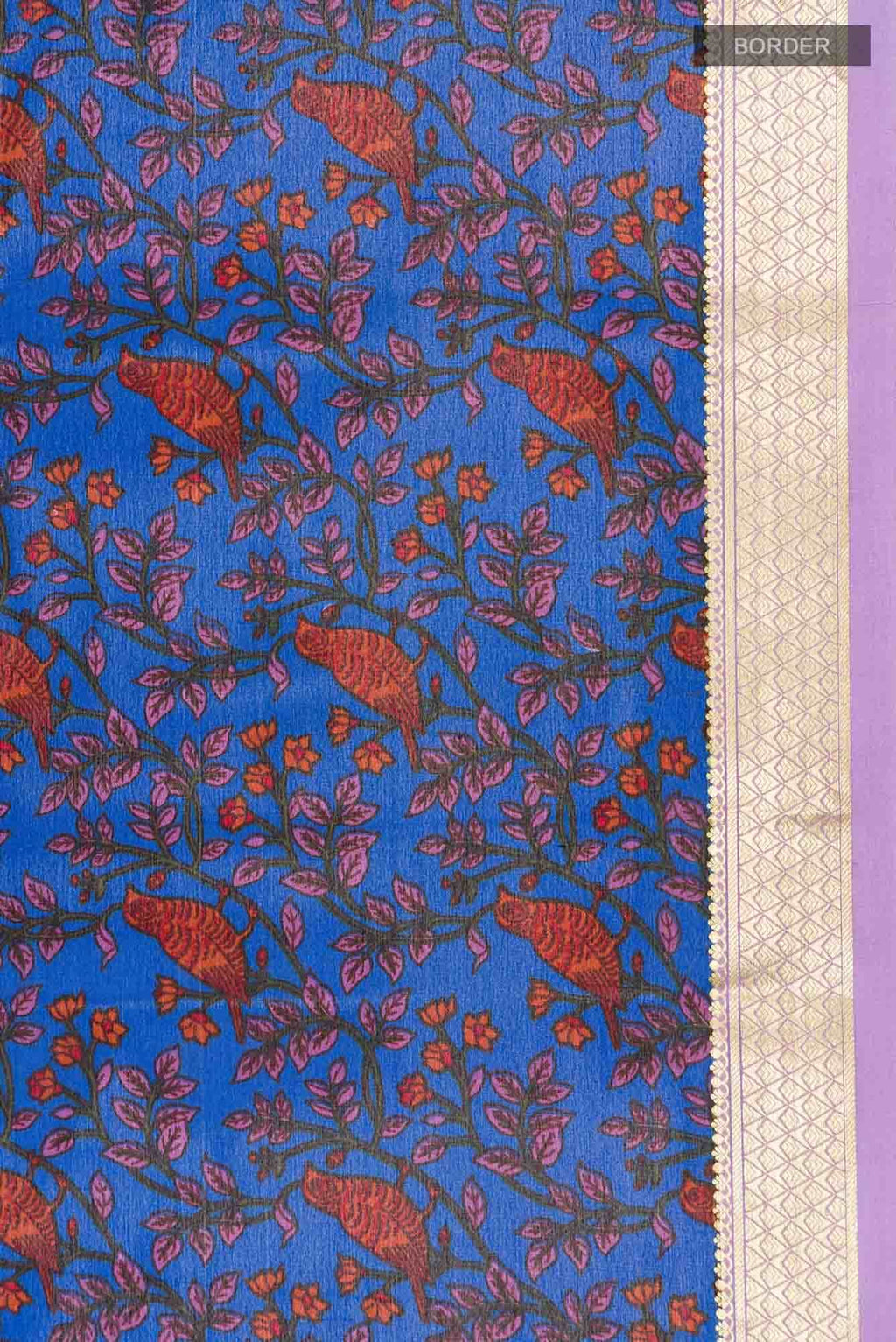 Blue Mysore Crepe Saree