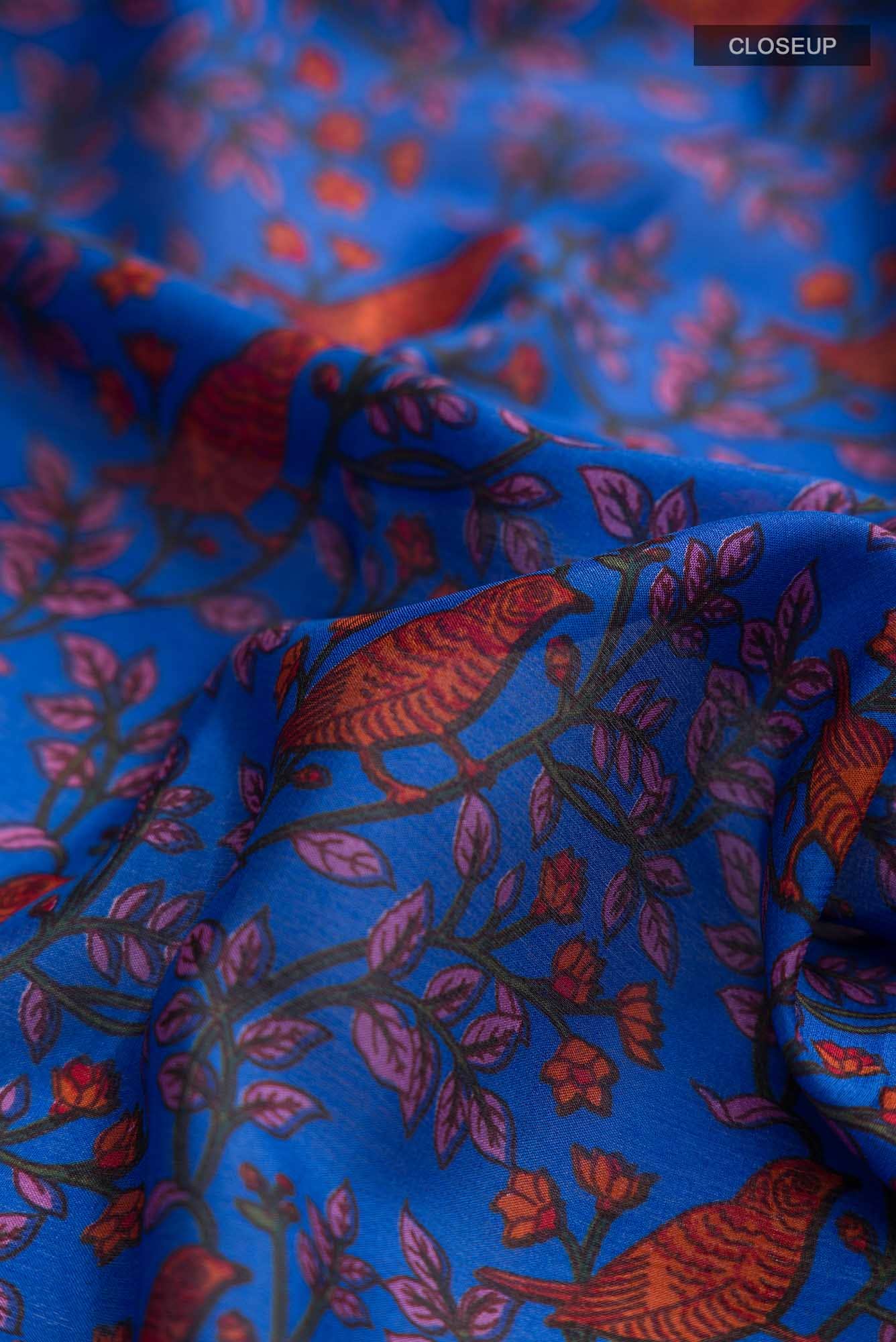 Blue Mysore Crepe Saree