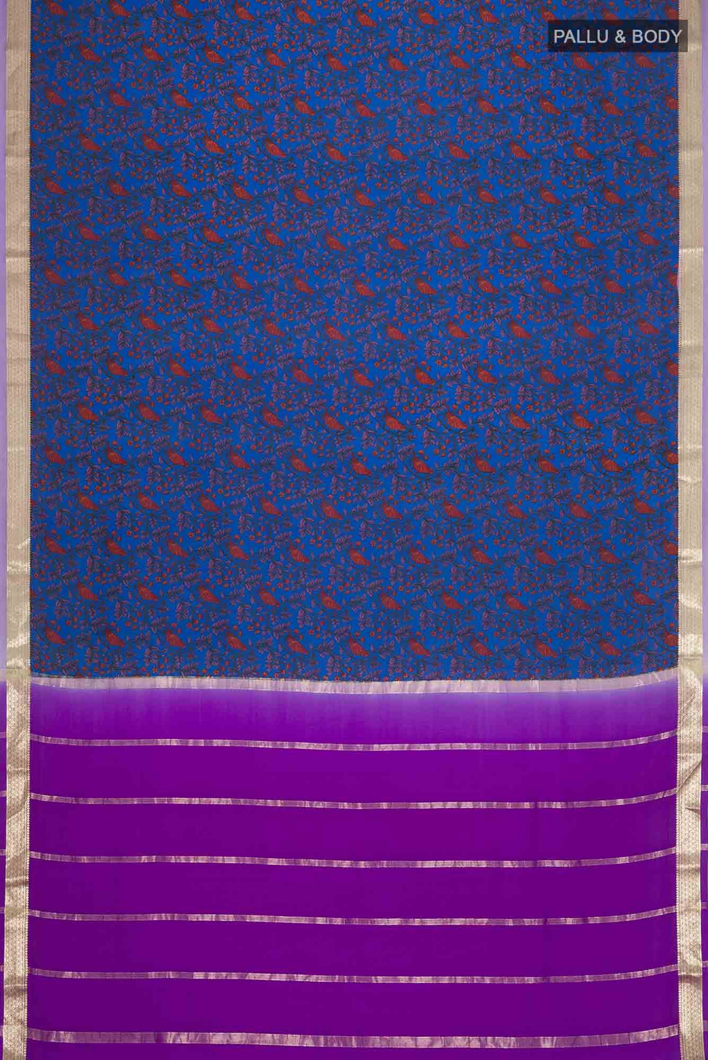 Blue Mysore Crepe Saree