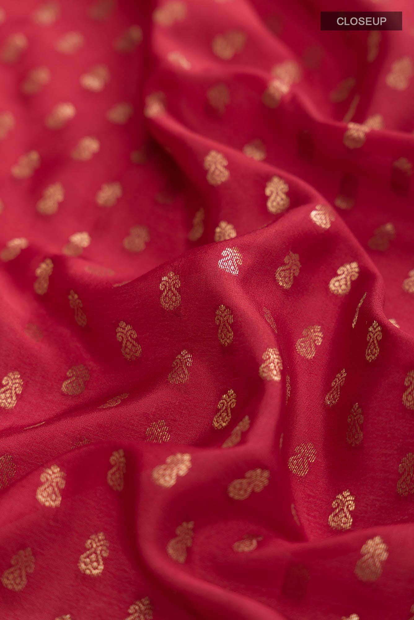 Red Mysore Crepe Saree