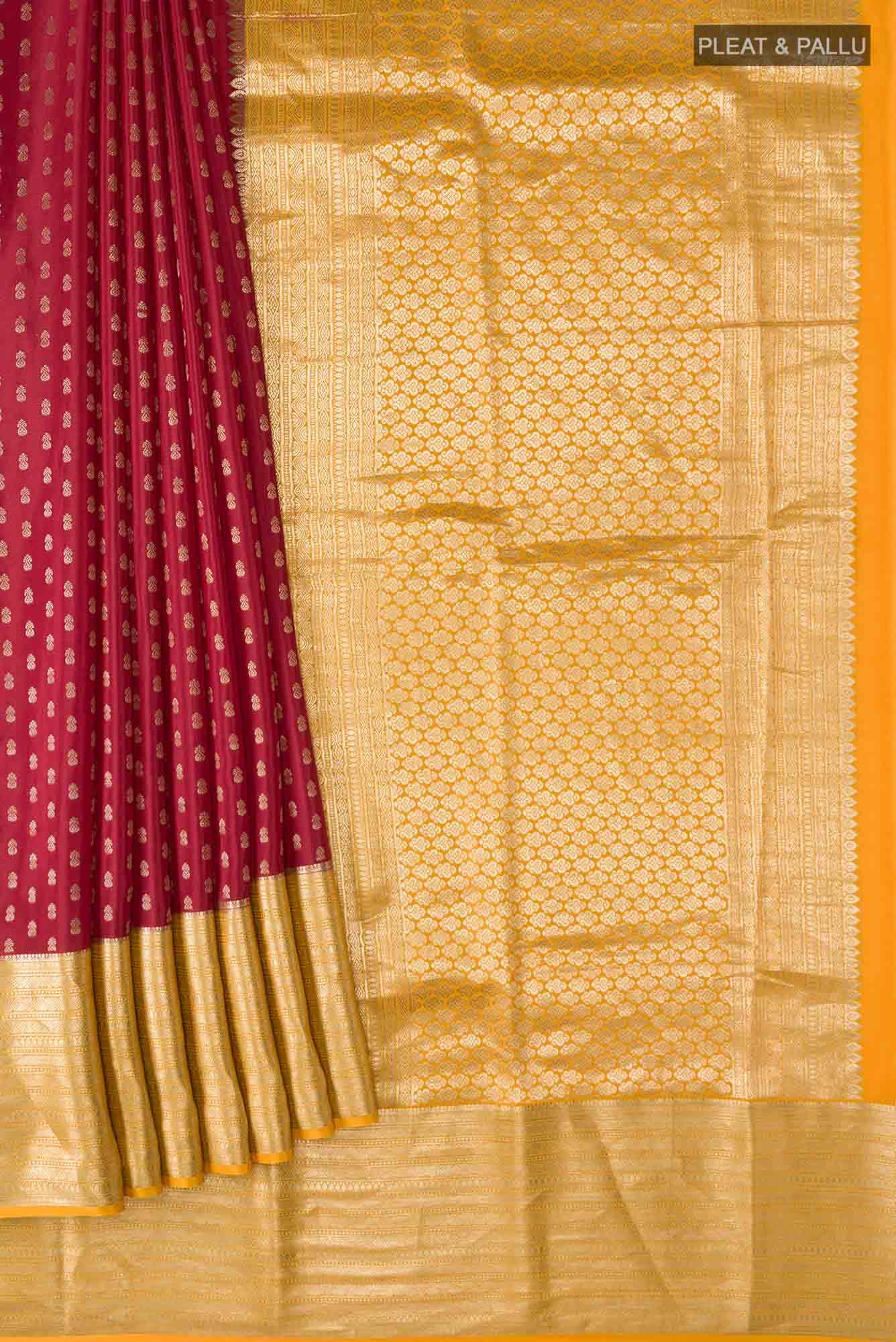 Red Mysore Crepe Saree