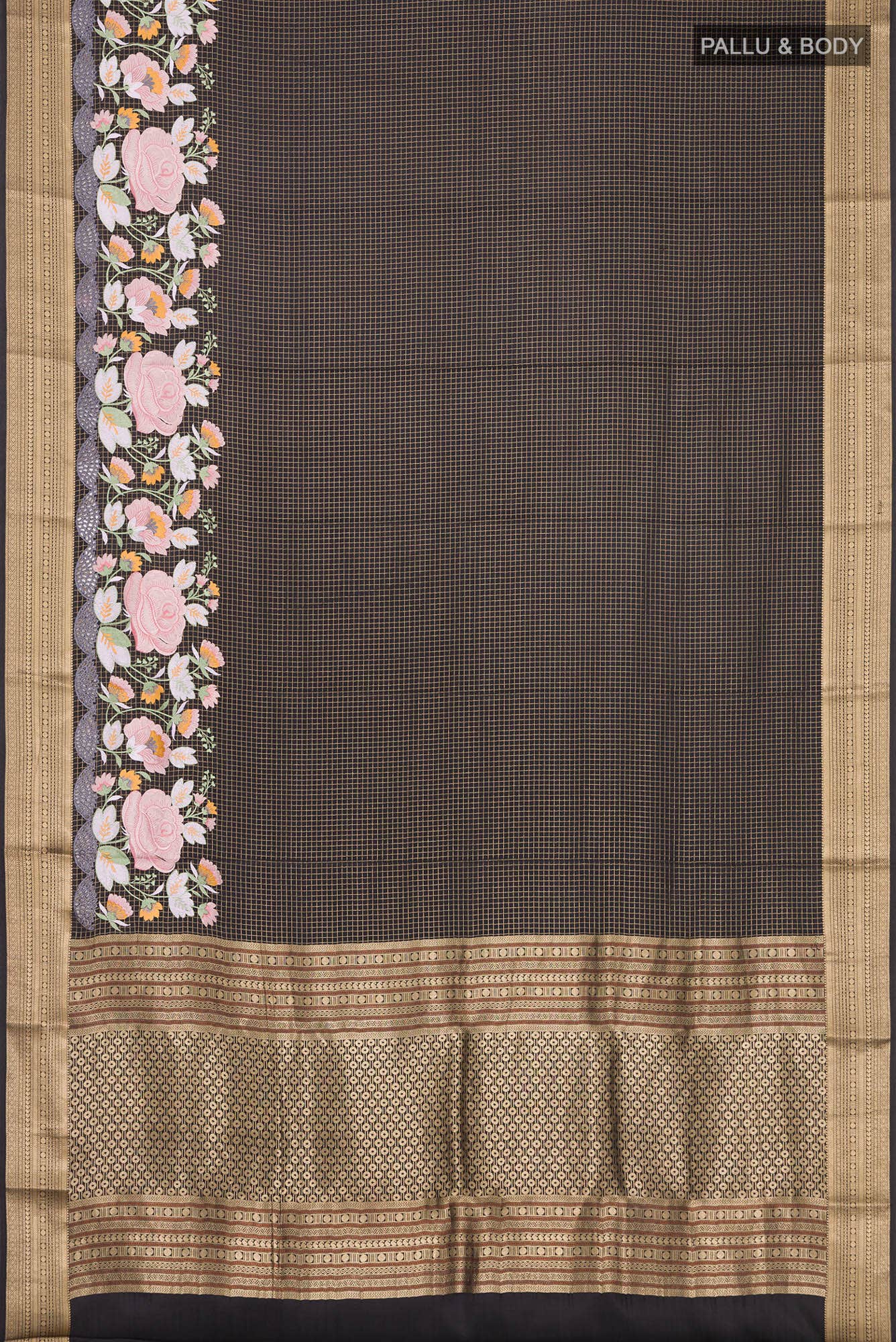 Black Mysore Crepe Saree