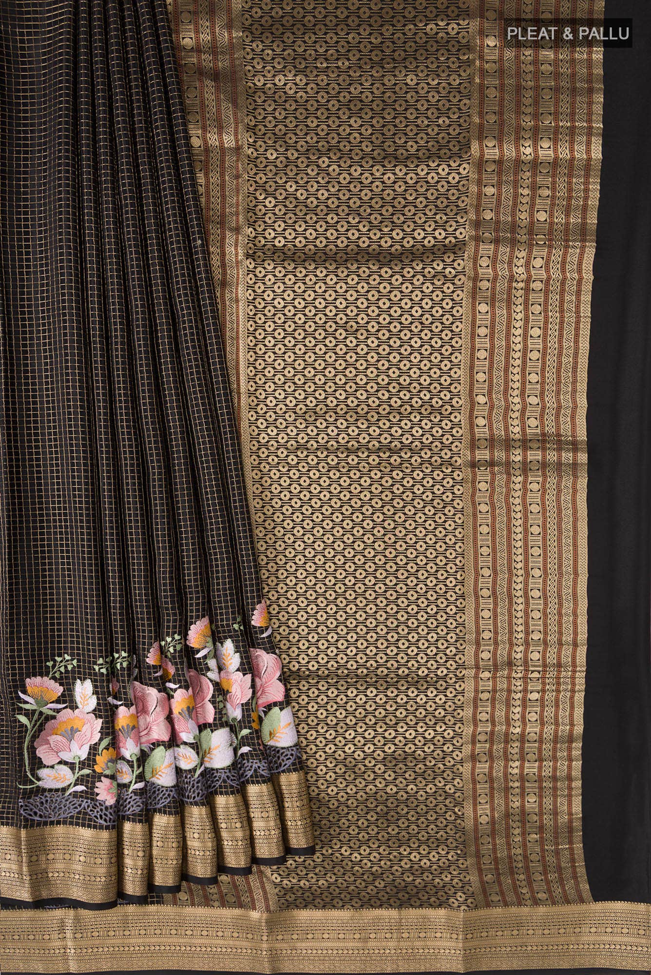 Black Mysore Crepe Saree
