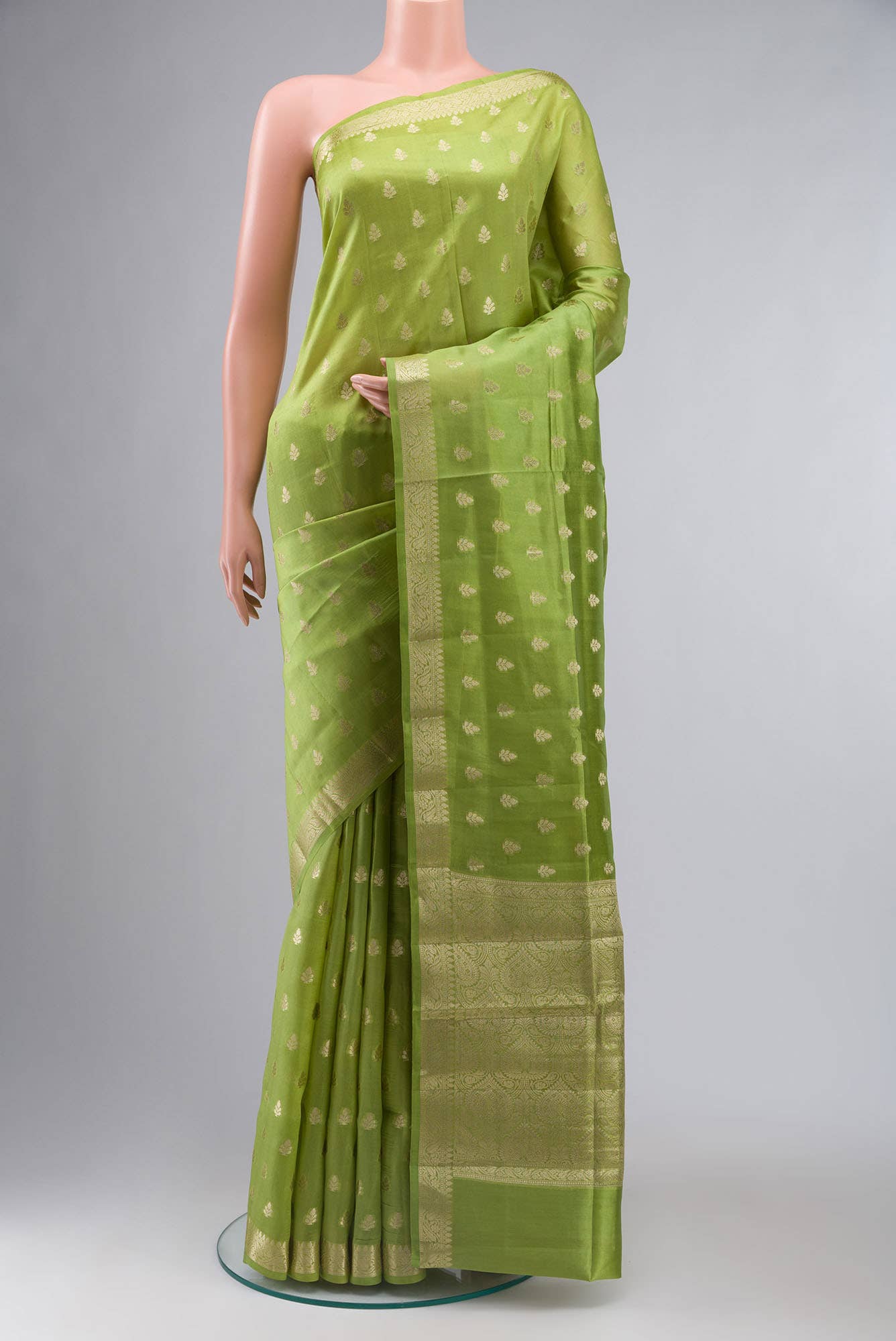 Green Banarasi Raw Silk Saree