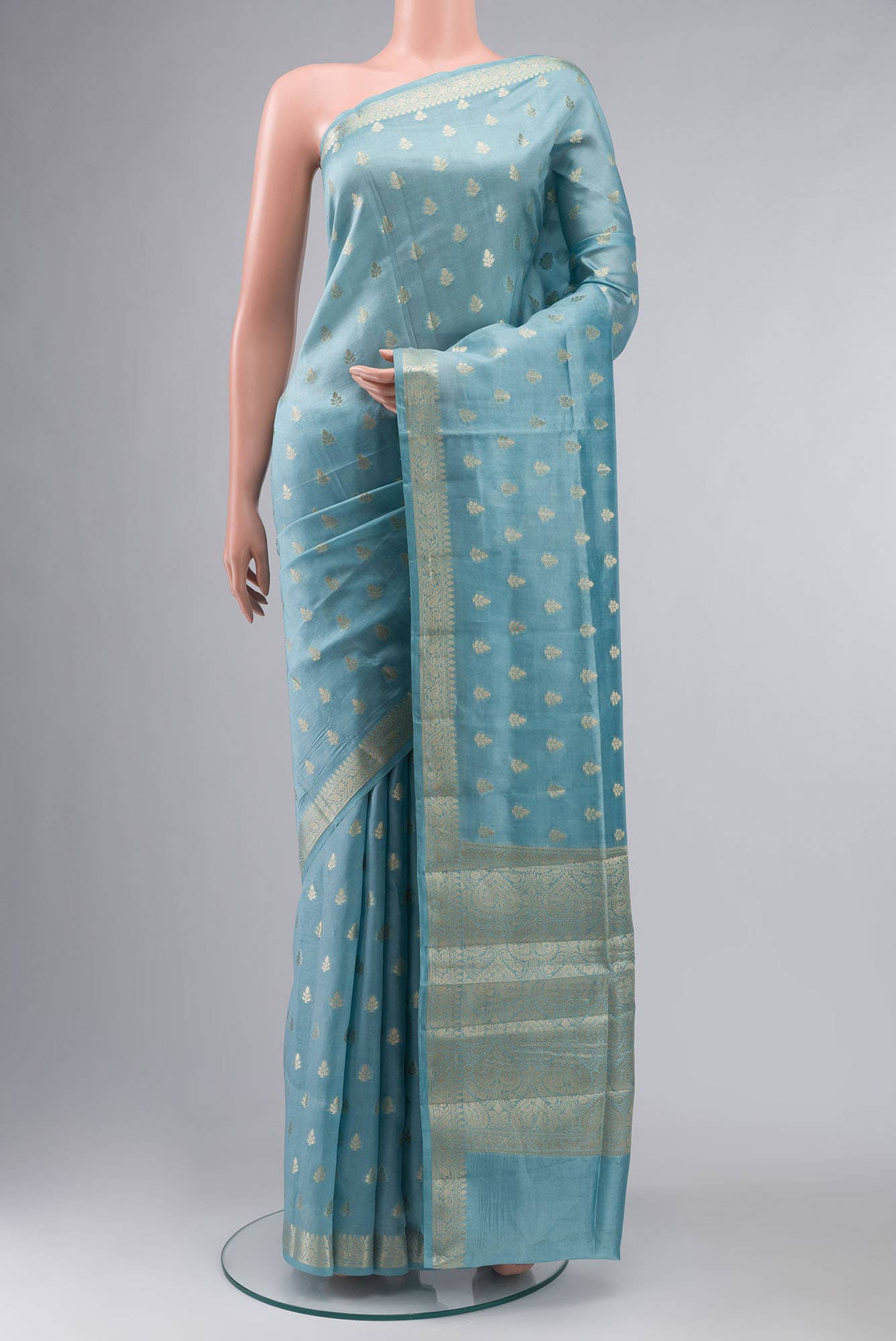 Blue Banarasi Raw Silk Saree