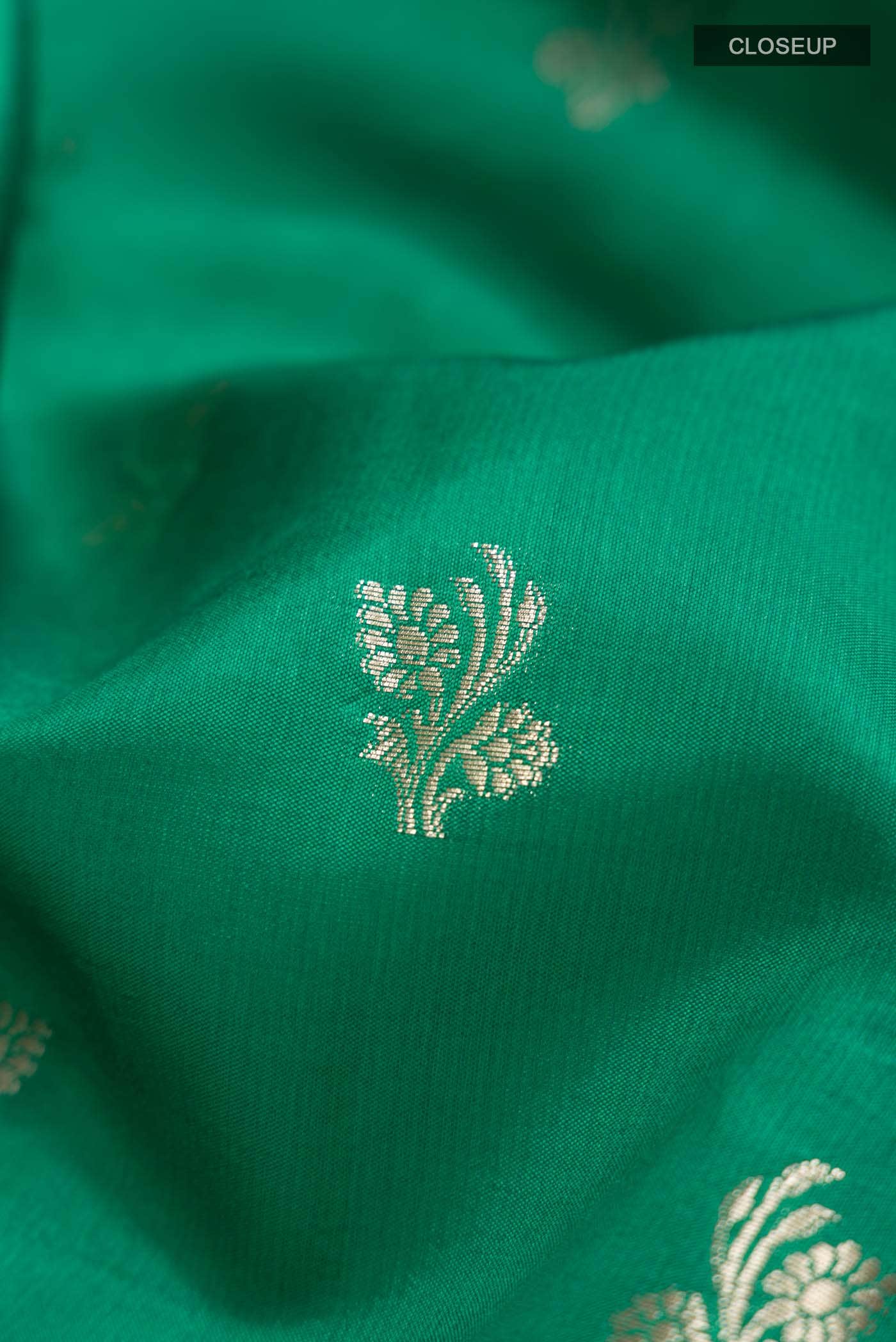 Green Banarasi Raw Silk Saree