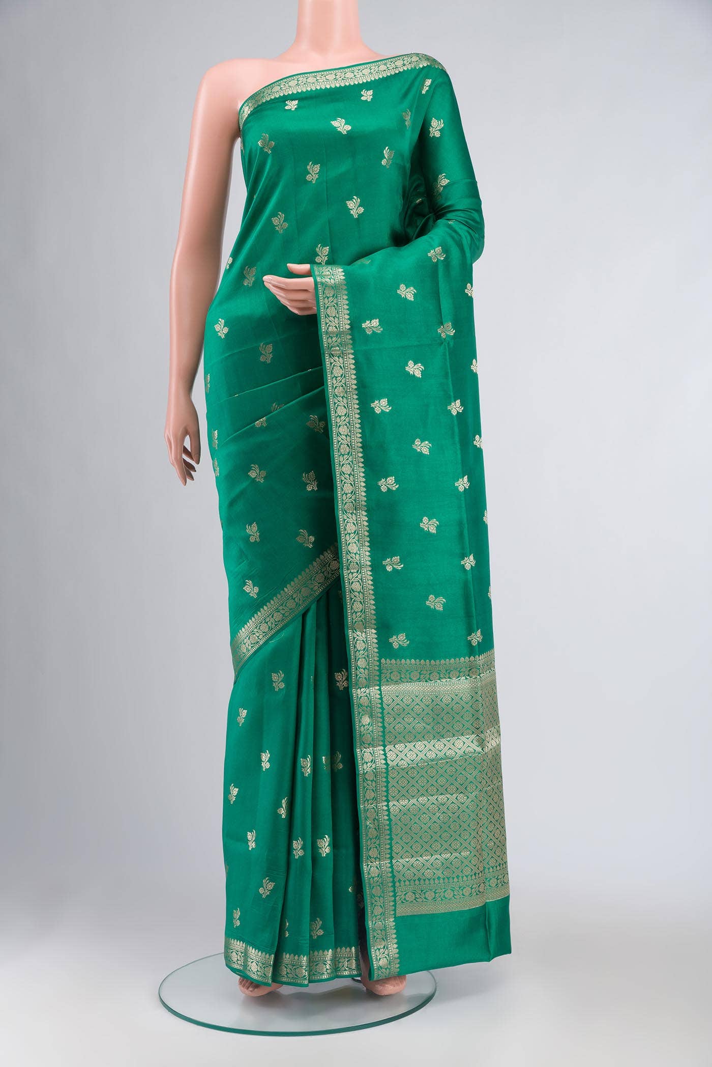 Green Banarasi Raw Silk Saree