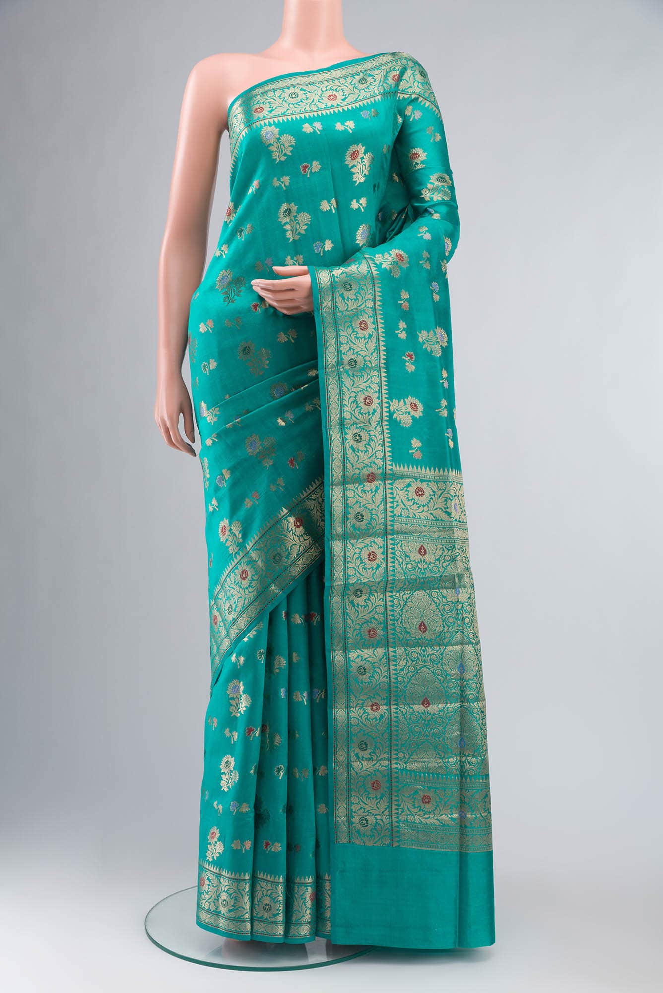 Green Banarasi Raw Silk Saree