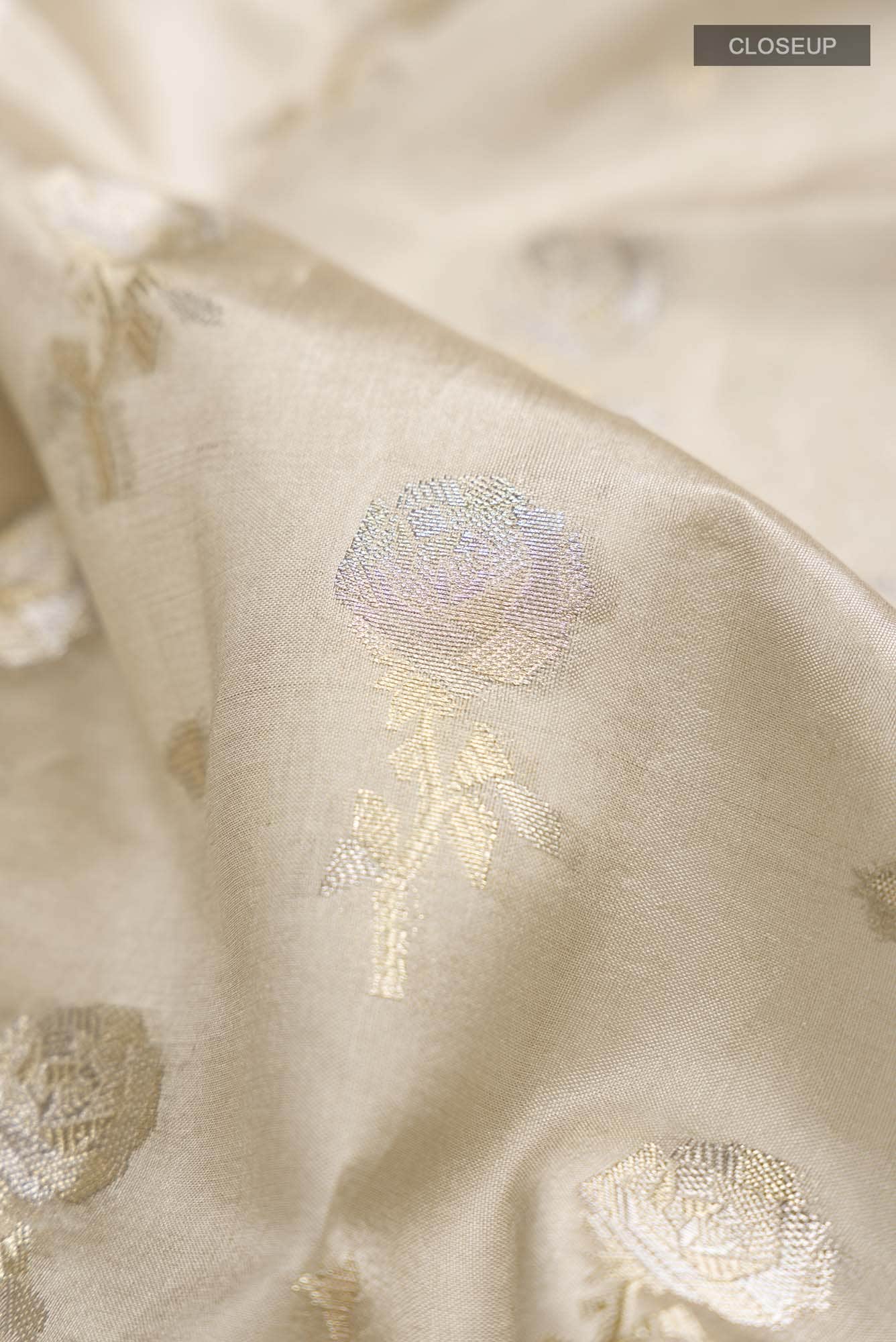 Beige Banarasi Raw Silk Saree