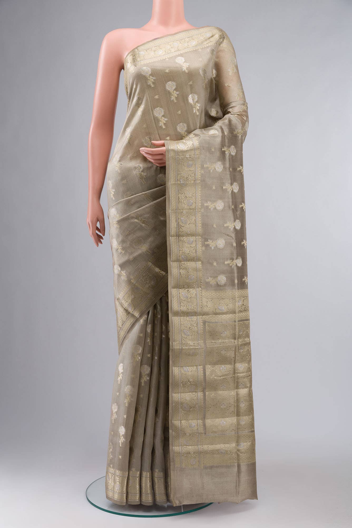 Beige Banarasi Raw Silk Saree