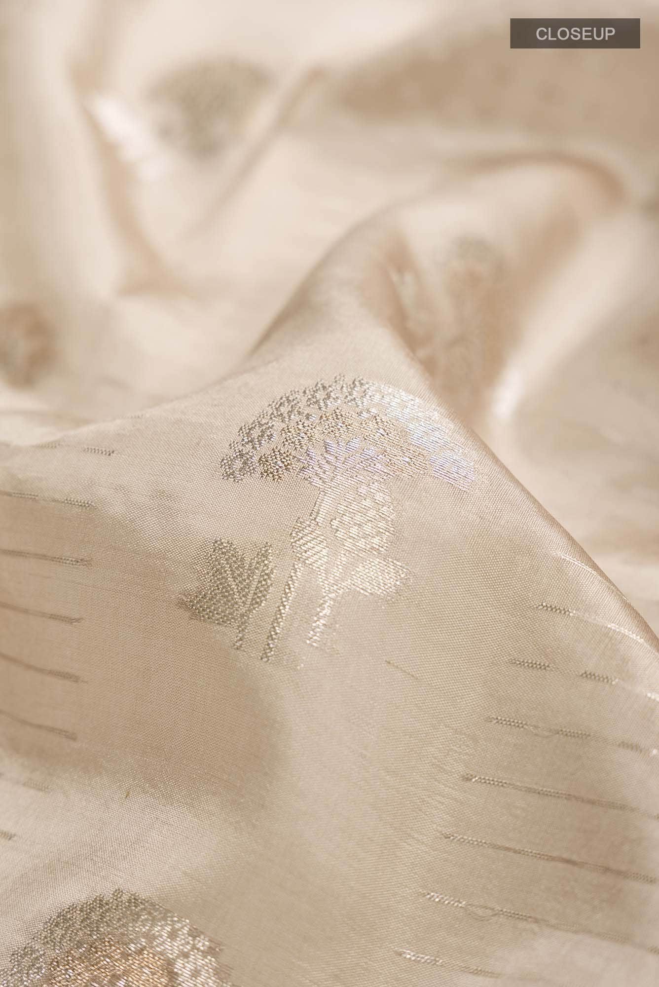 Beige Banarasi Raw Silk Saree