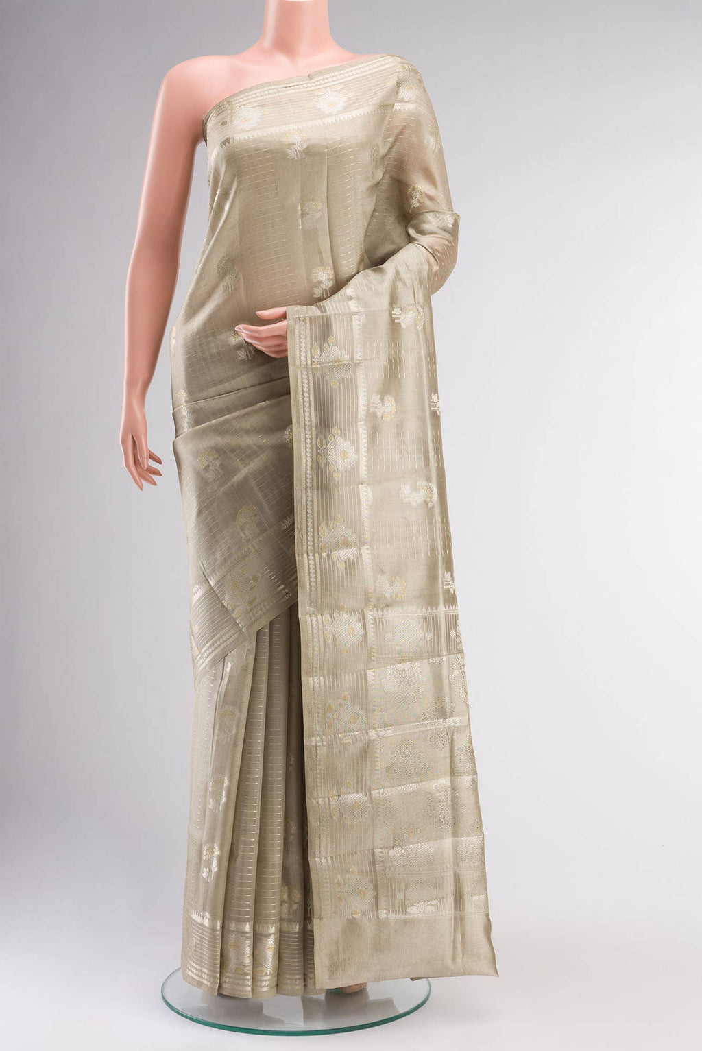Beige Banarasi Raw Silk Saree