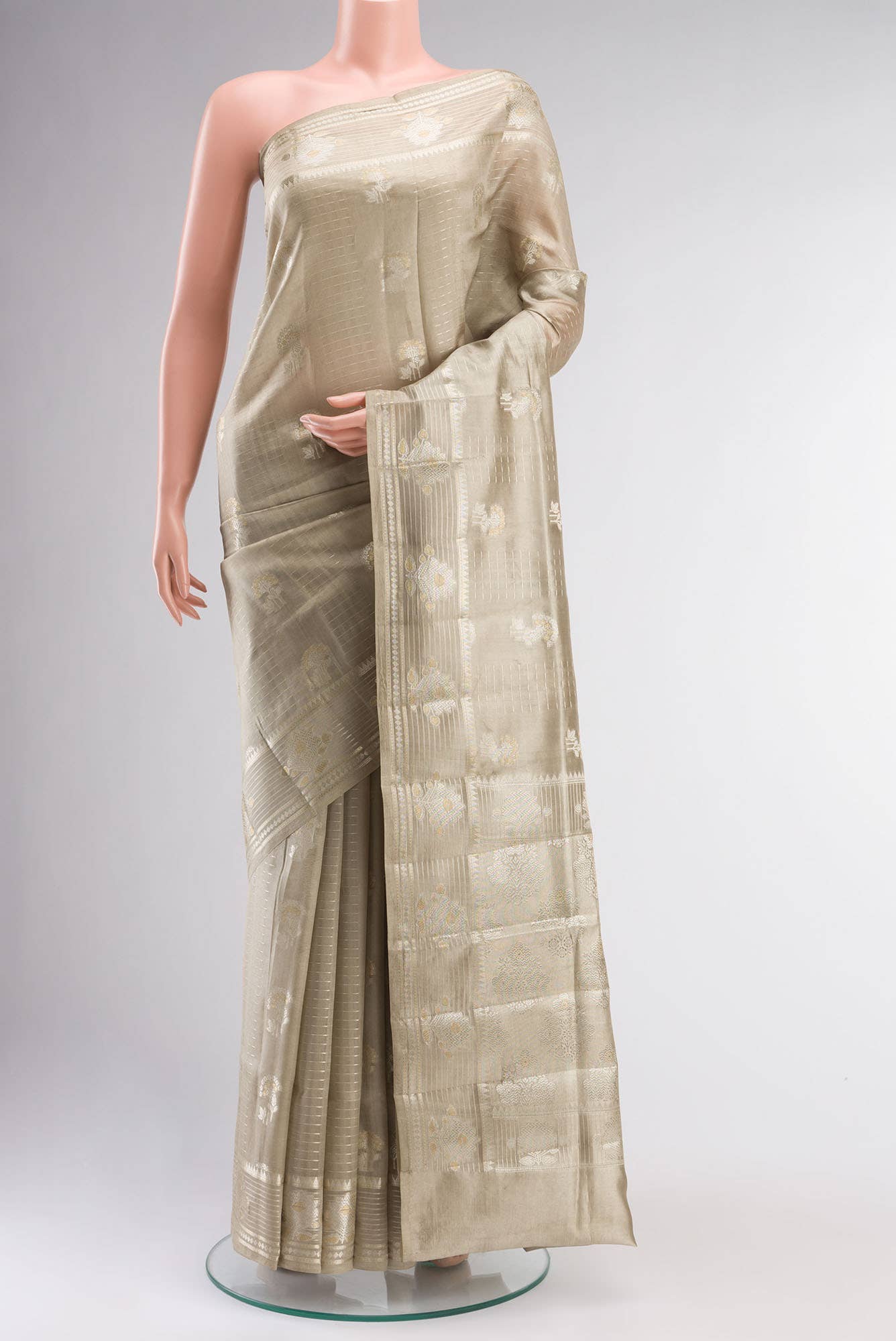 Beige Banarasi Raw Silk Saree