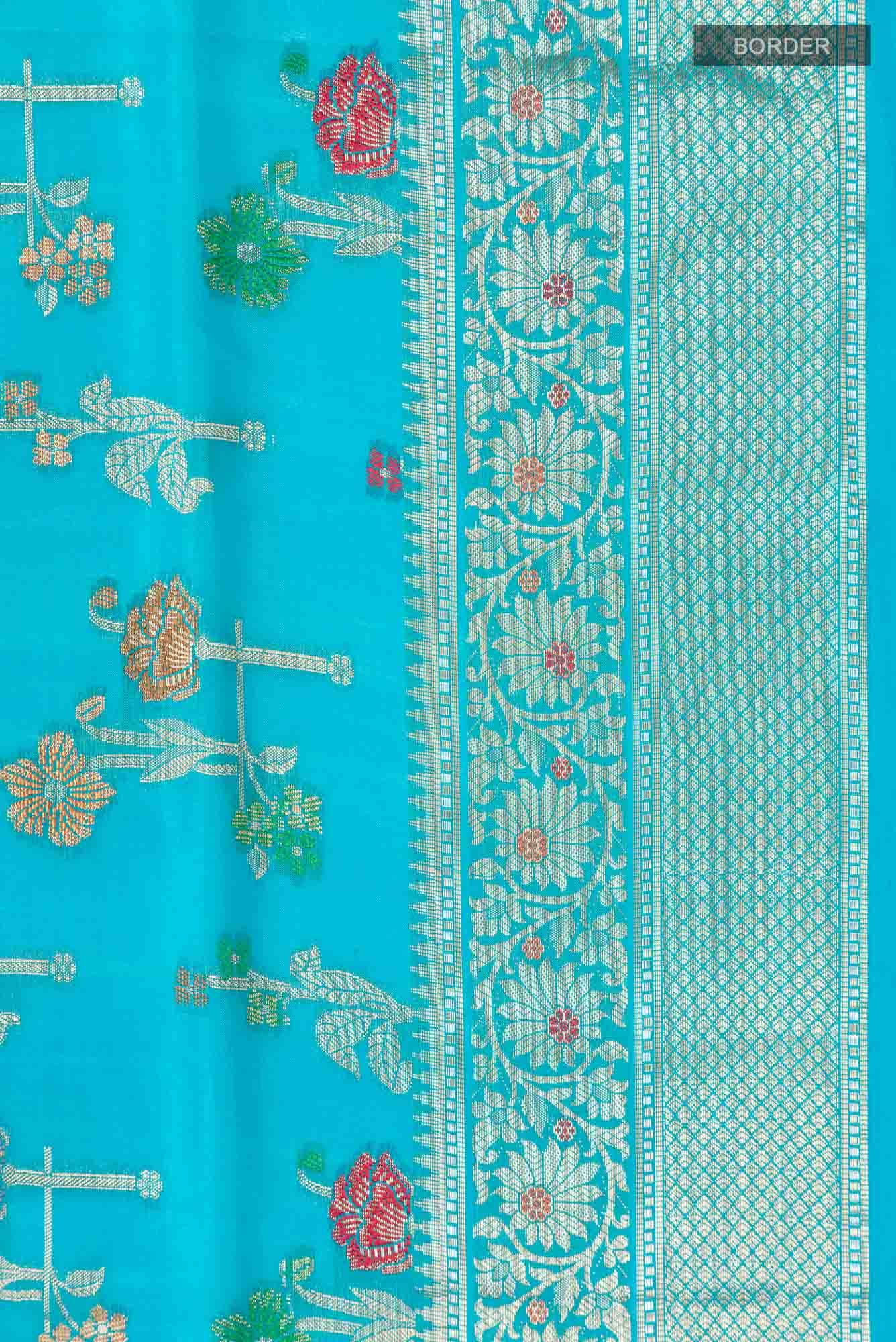 Blue Banarasi Raw Silk Saree