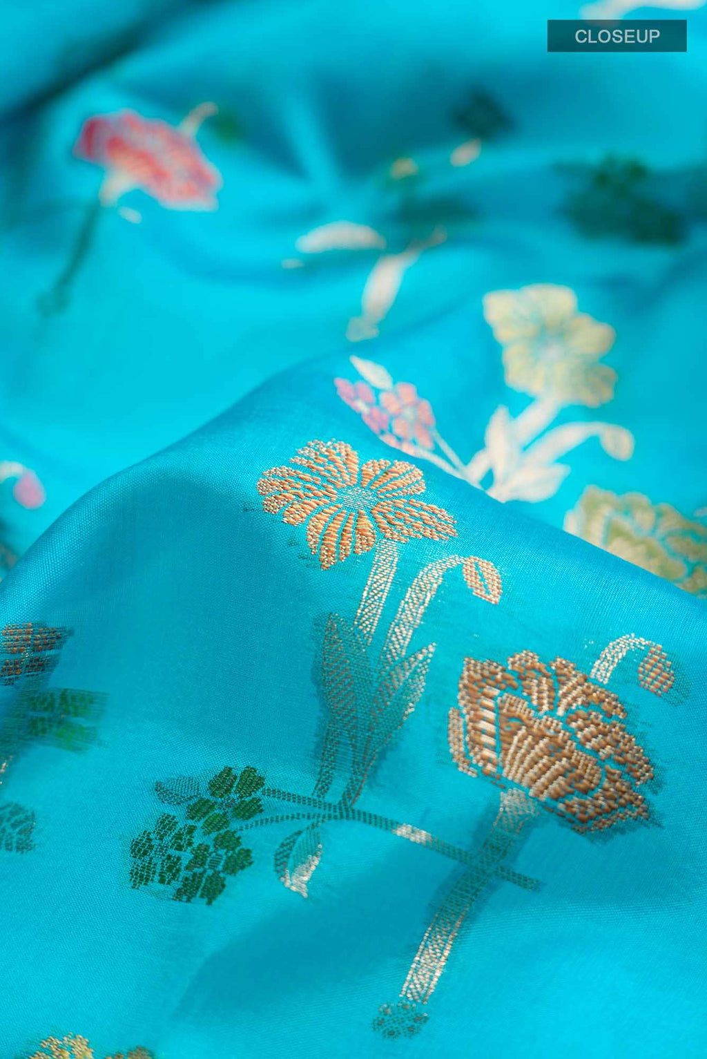 Blue Banarasi Raw Silk Saree