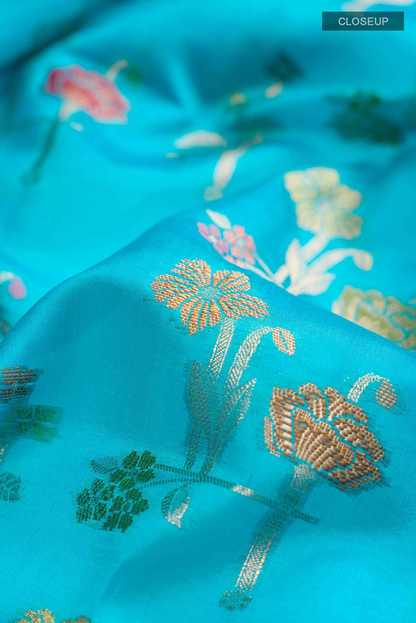 Blue Banarasi Raw Silk Saree