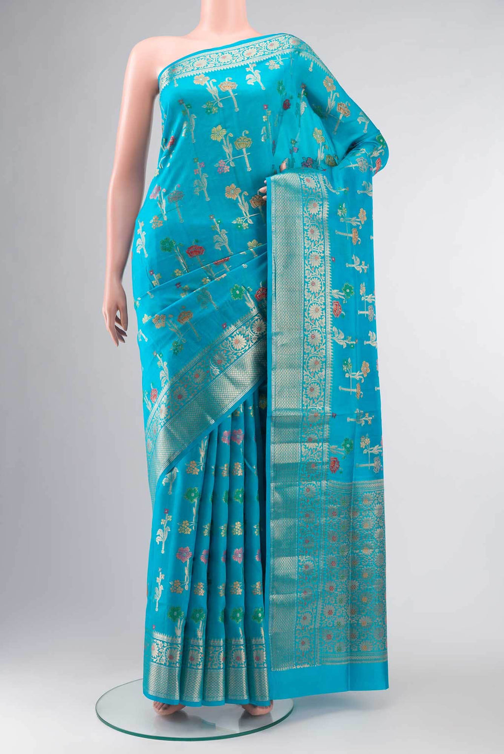 Blue Banarasi Raw Silk Saree
