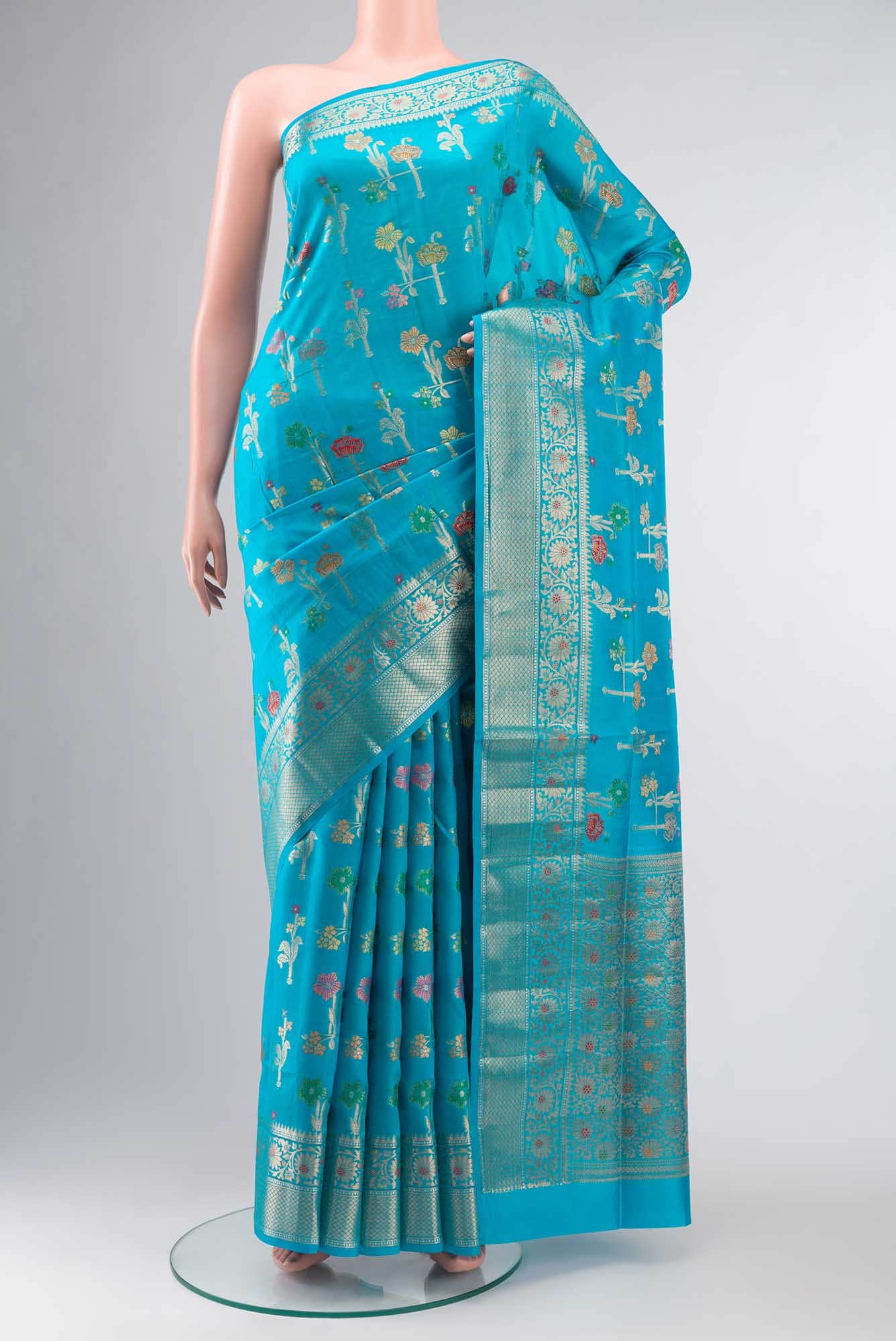 Blue Banarasi Raw Silk Saree