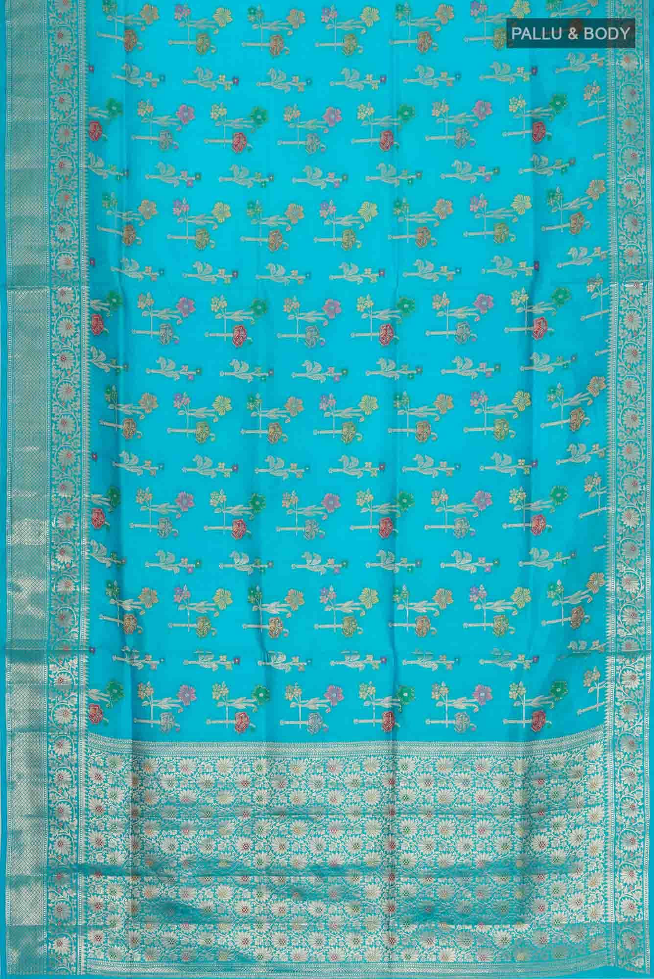 Blue Banarasi Raw Silk Saree