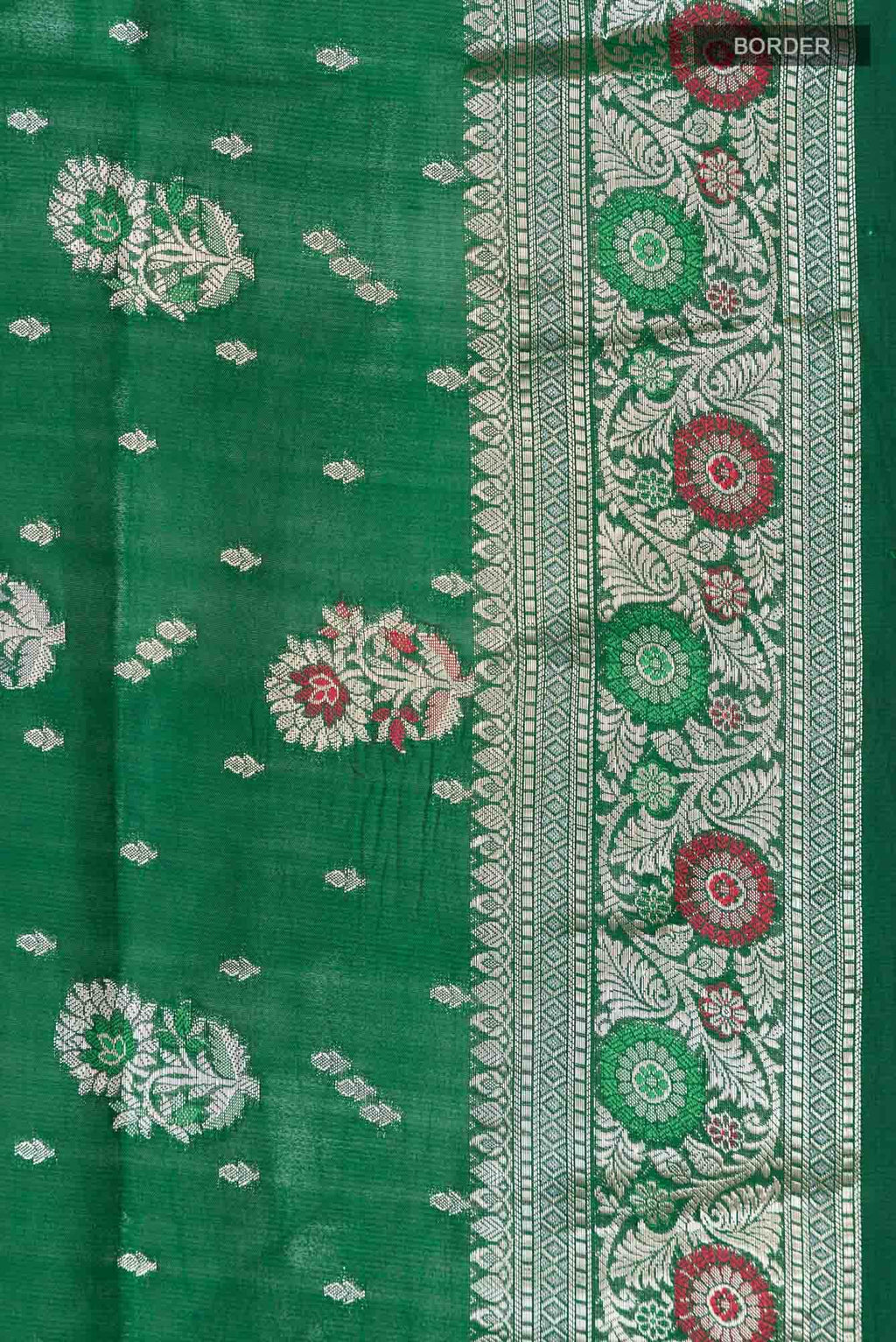 Green Banarasi Raw Silk Saree