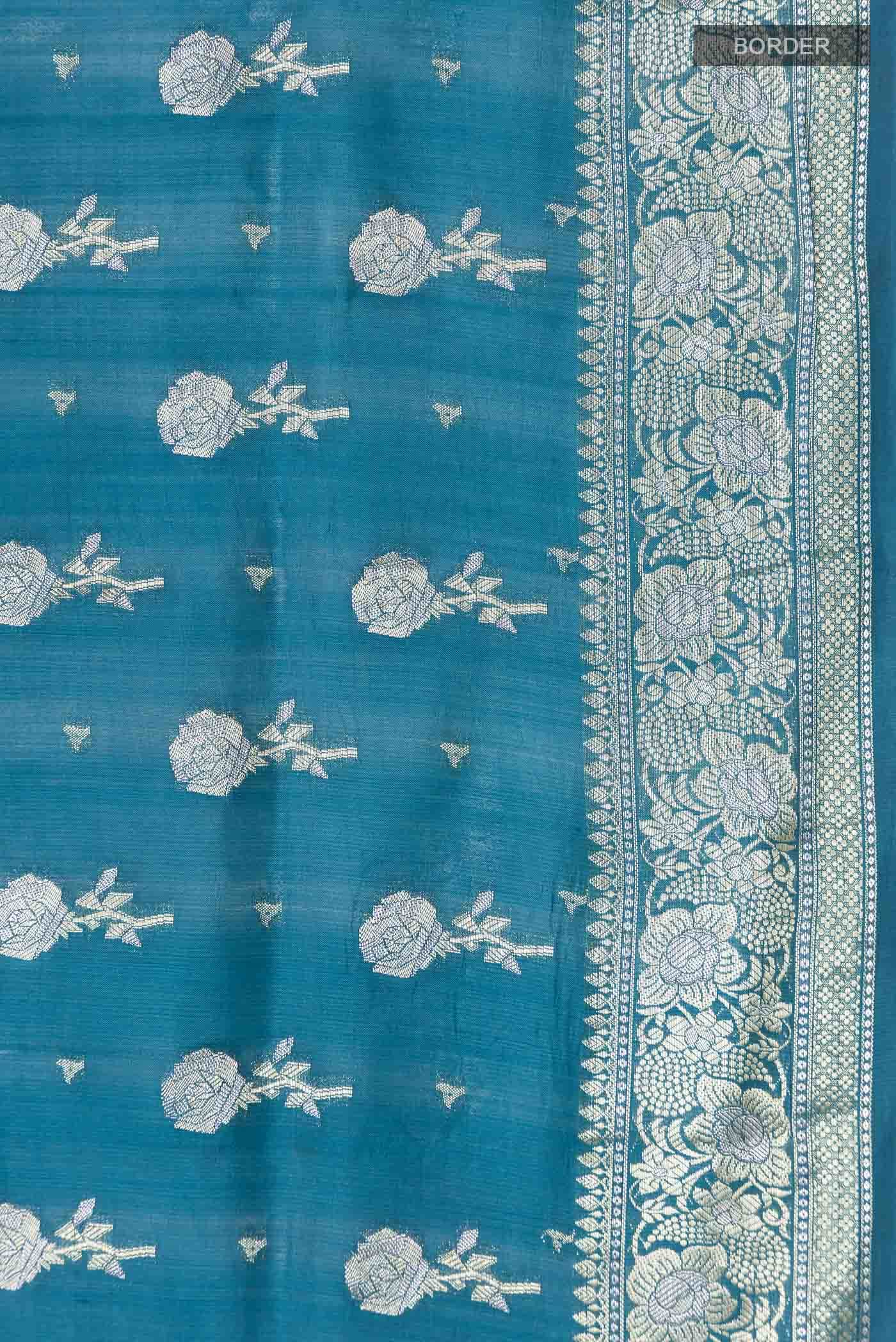 Blue Banarasi Raw Silk Saree