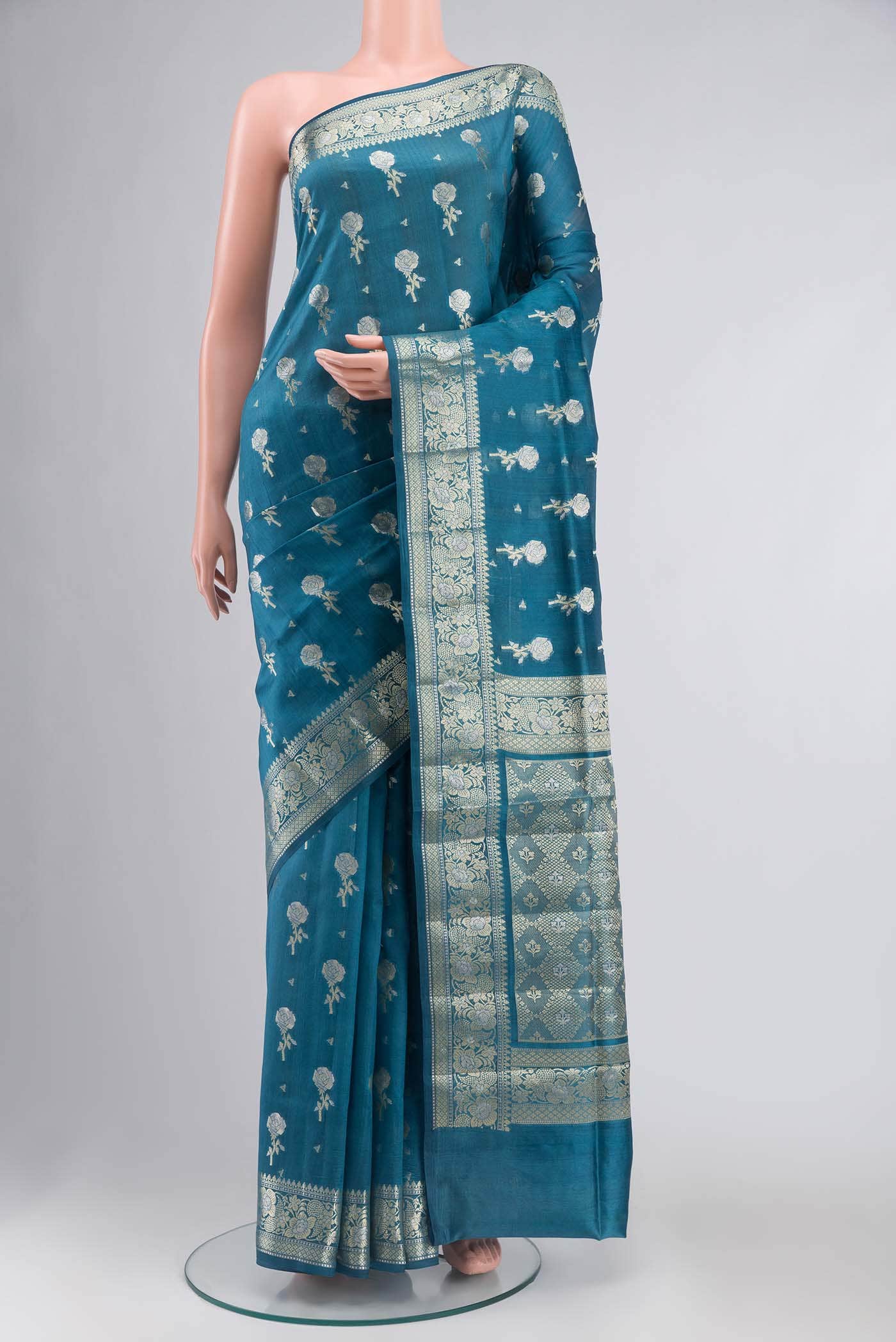 Blue Banarasi Raw Silk Saree