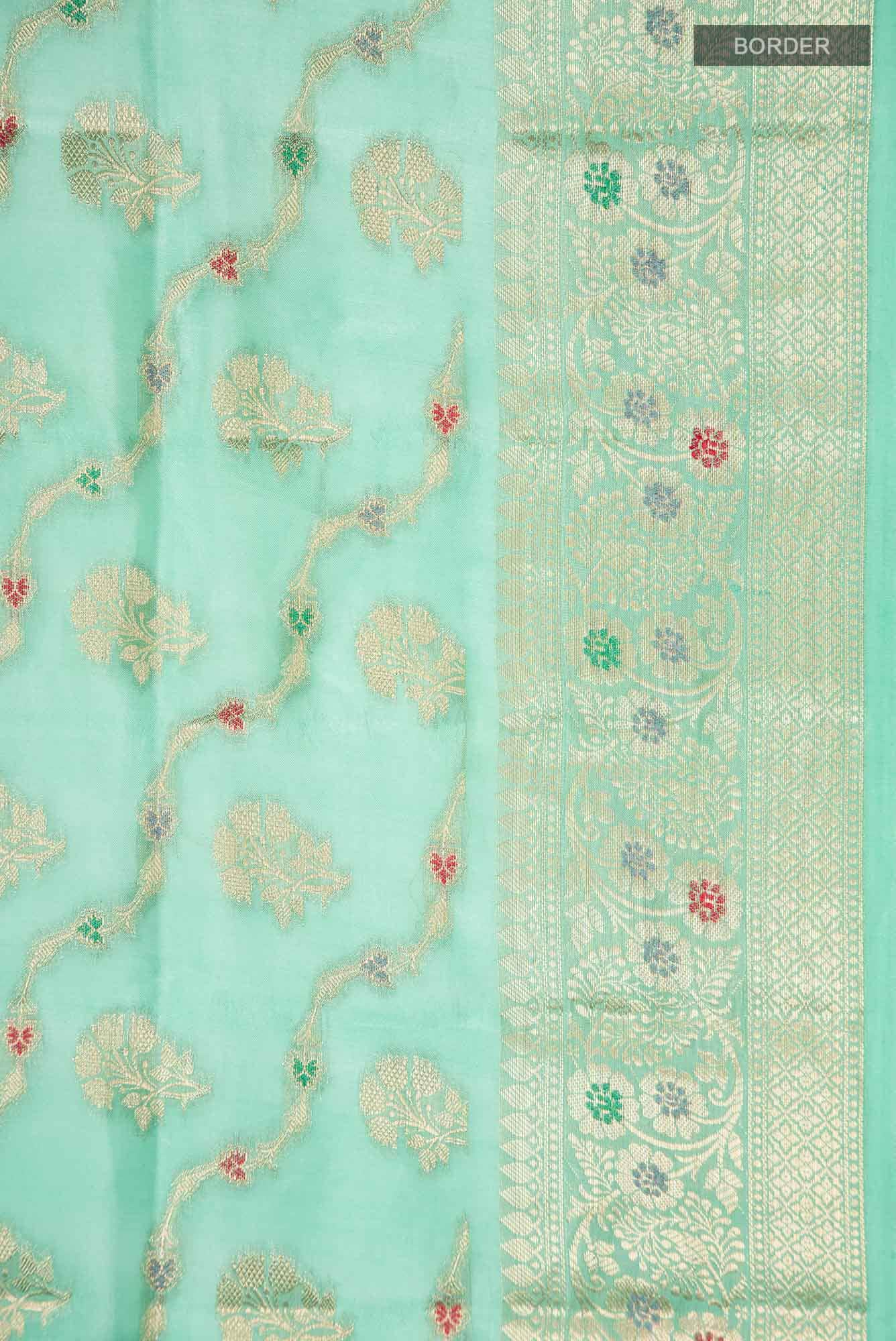 Green Banarasi Raw Silk Saree
