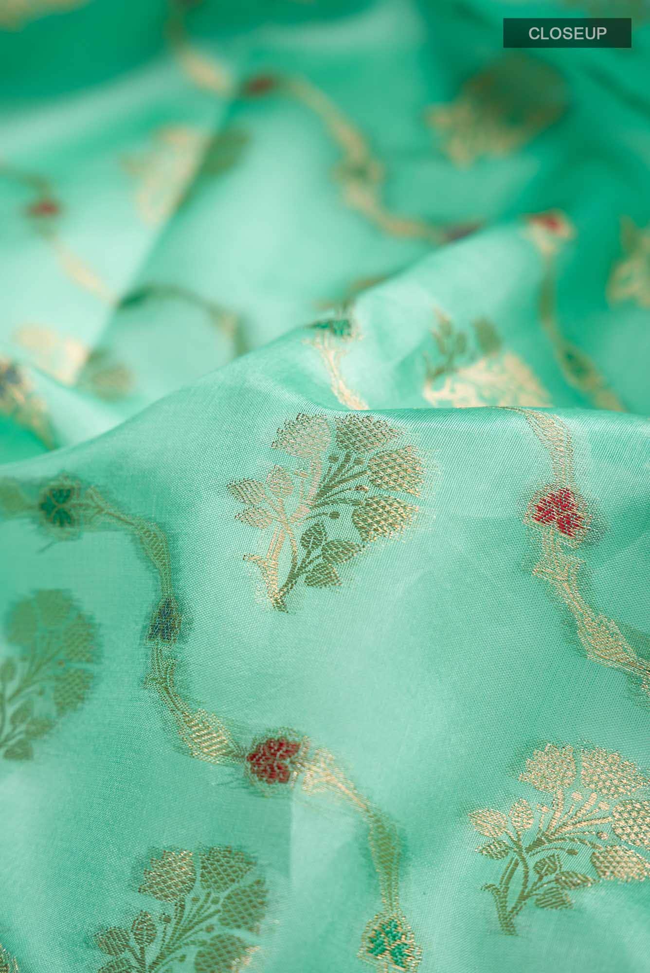 Green Banarasi Raw Silk Saree
