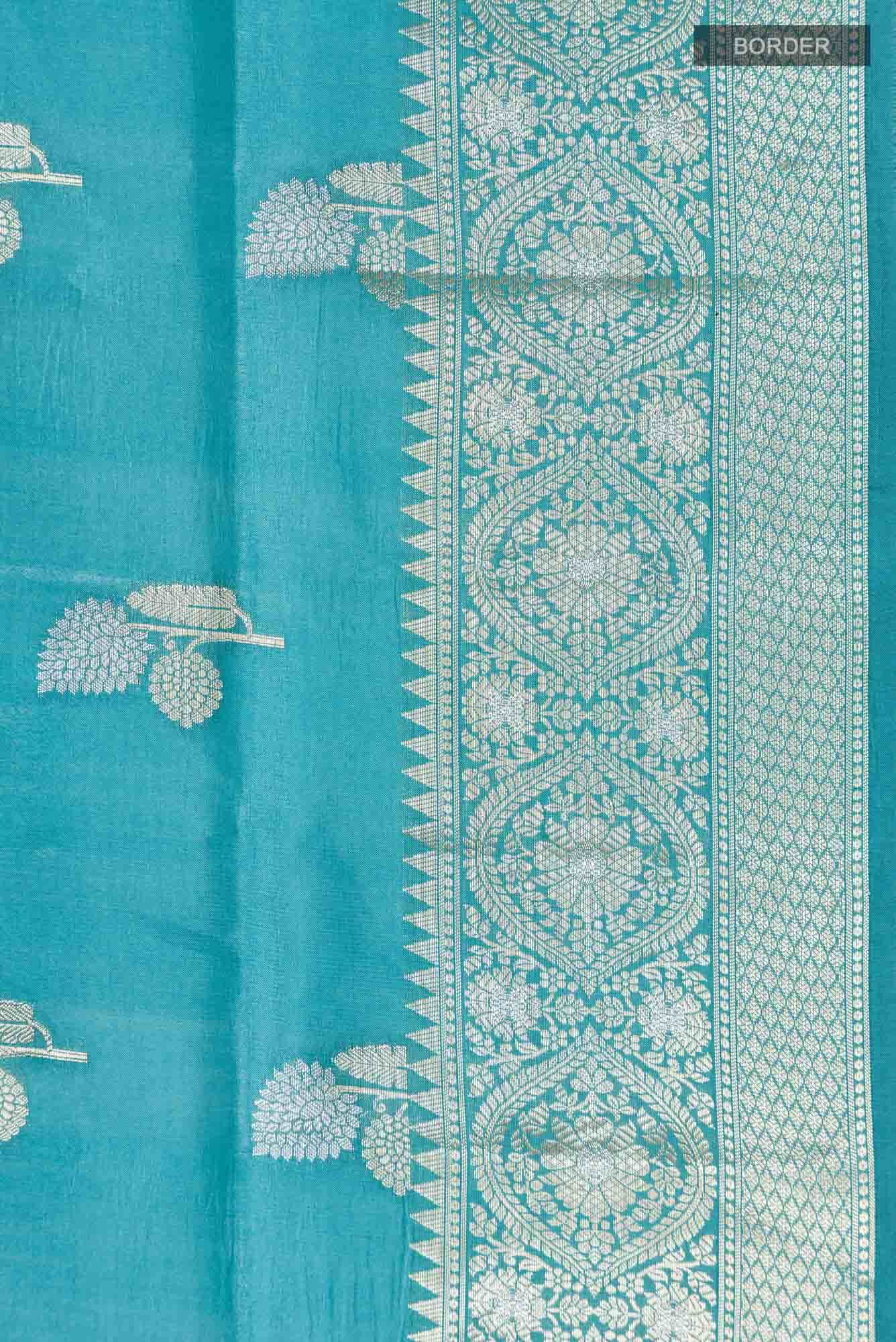 Blue Banarasi Raw Silk Saree