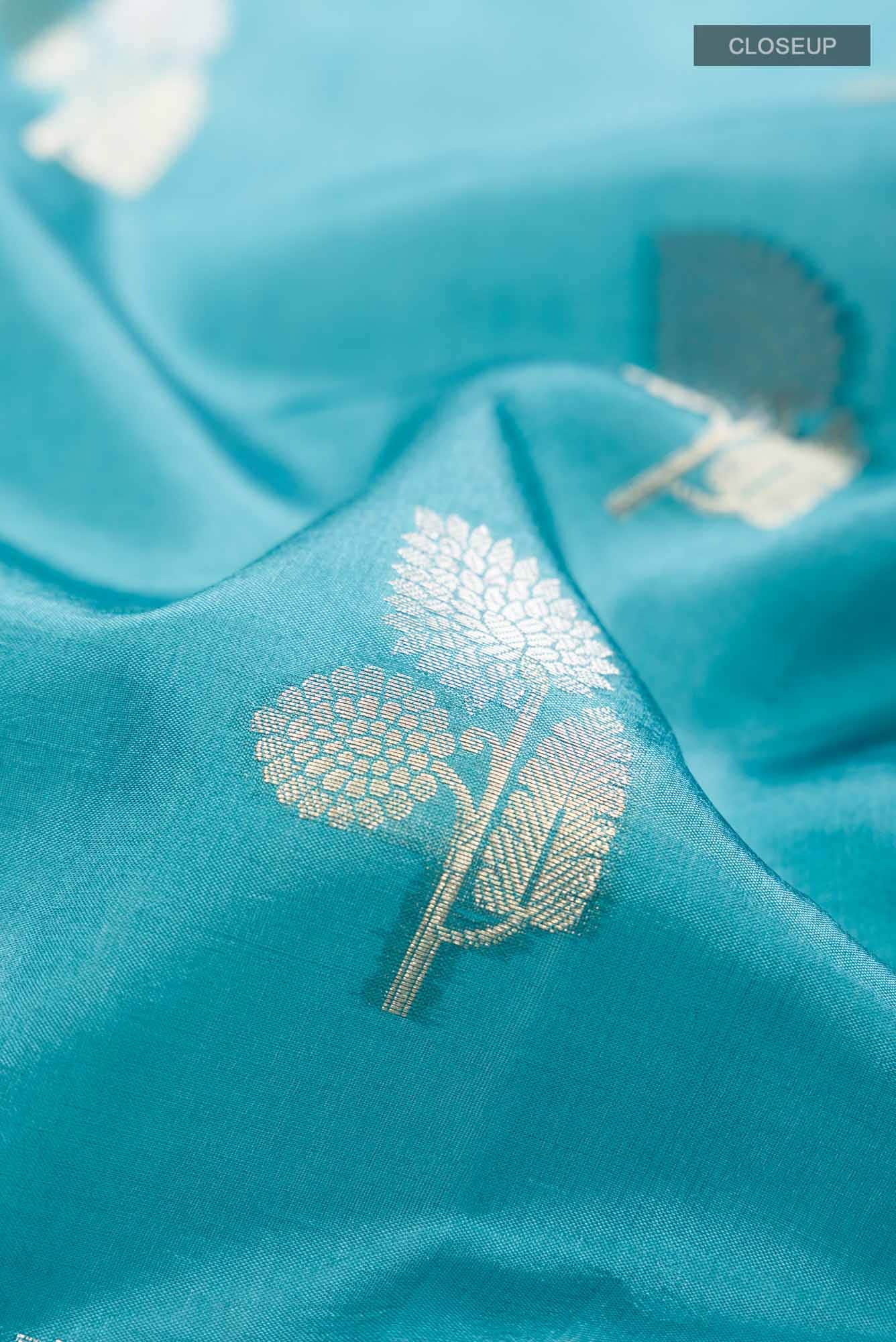 Blue Banarasi Raw Silk Saree