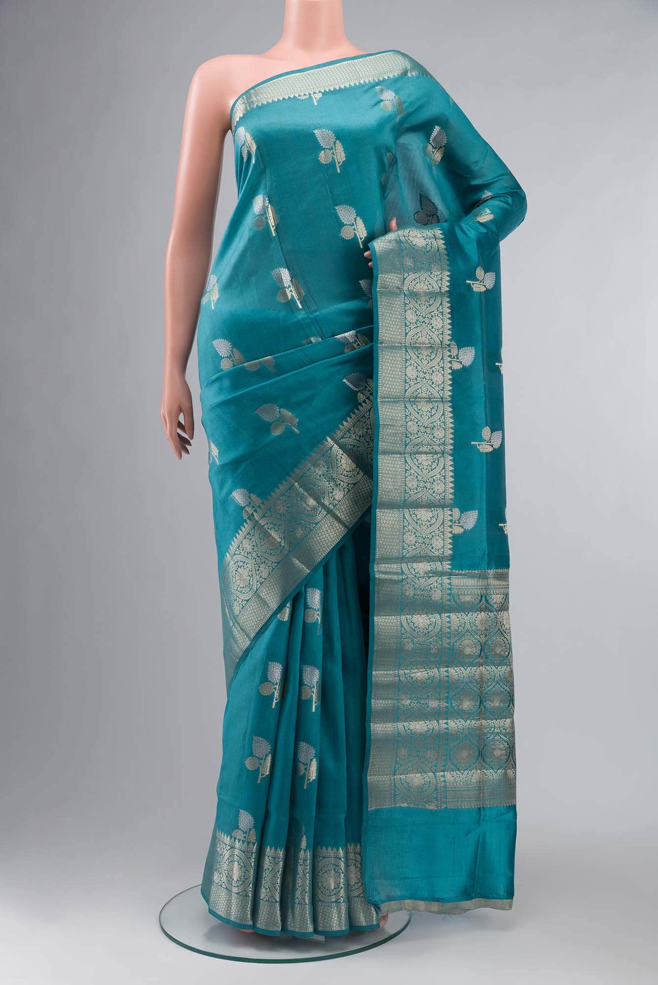 Blue Banarasi Raw Silk Saree