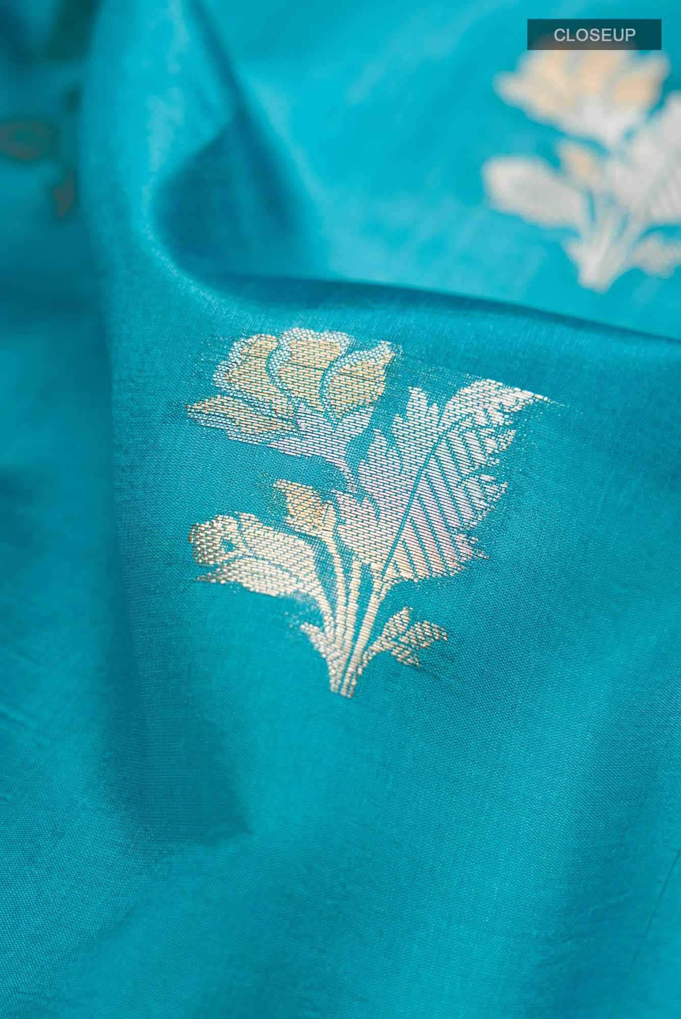 Blue Banarasi Raw Silk Saree