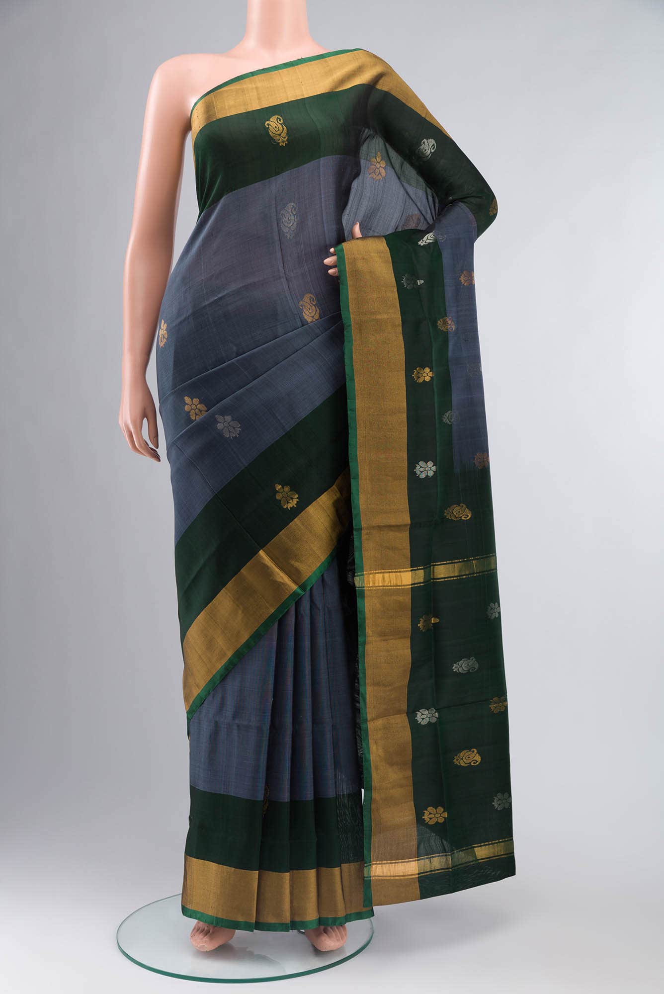 Grey Uppada Silk Saree
