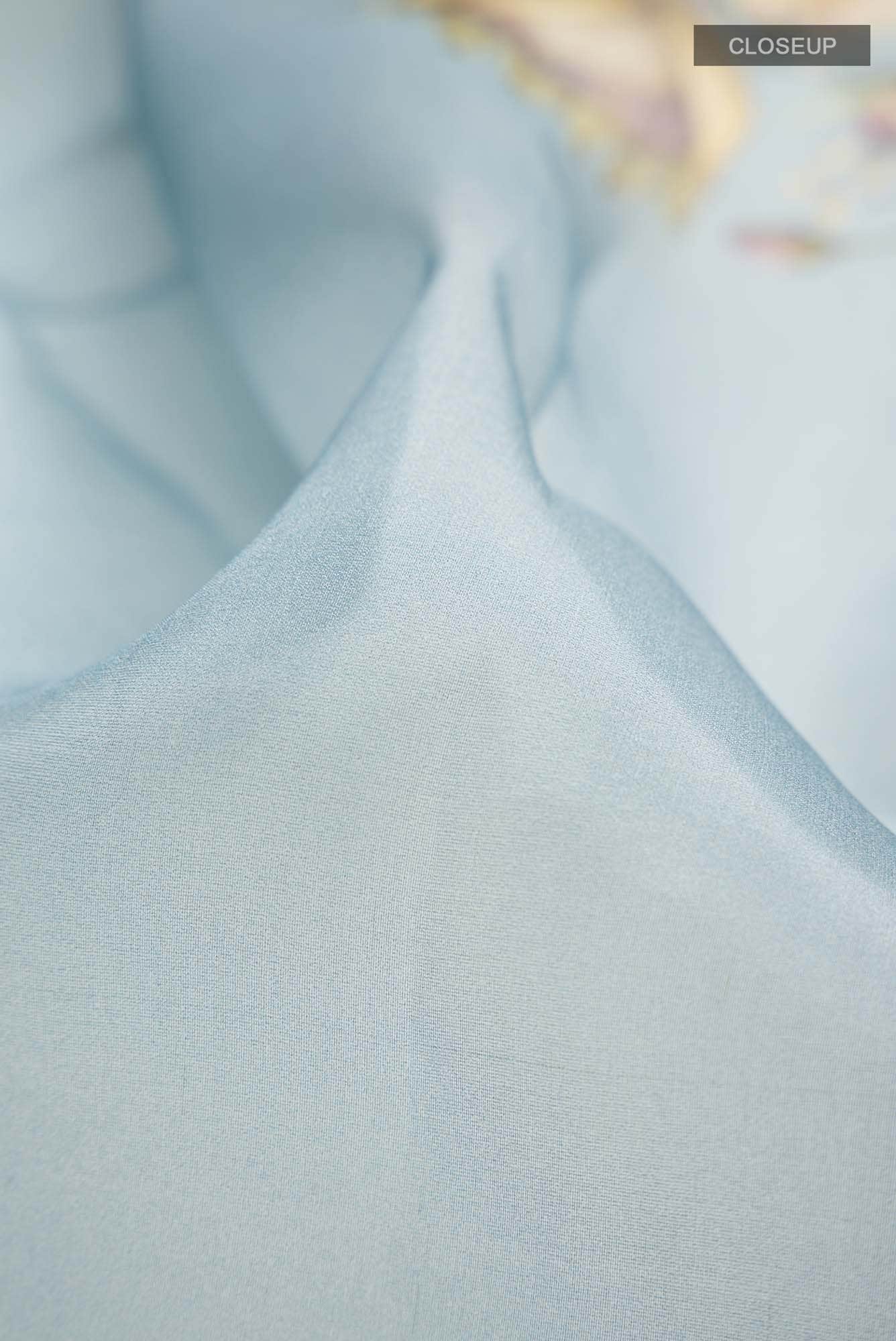 Blue Grey Organza Silk Saree