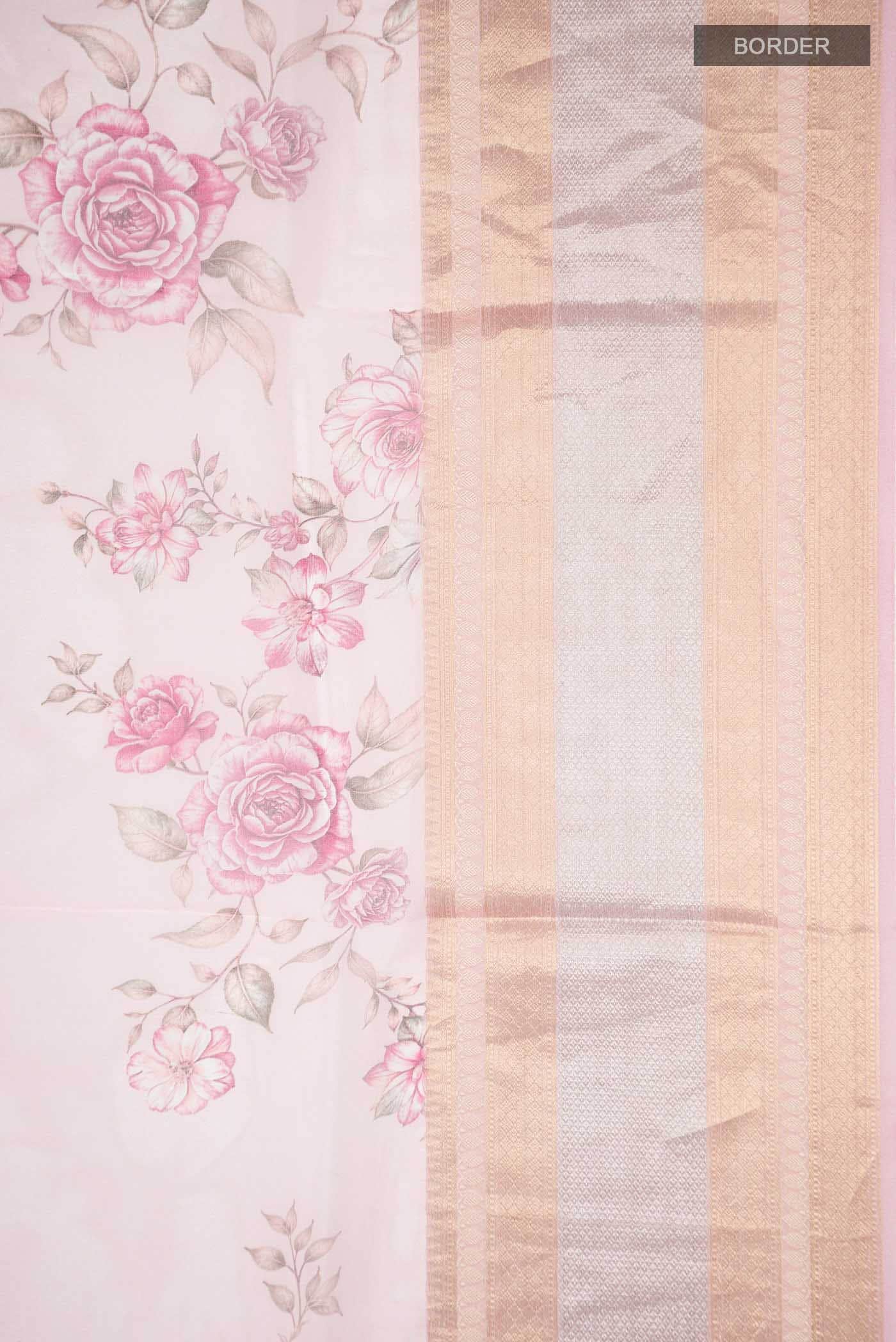 Rose pink Organza Silk Saree
