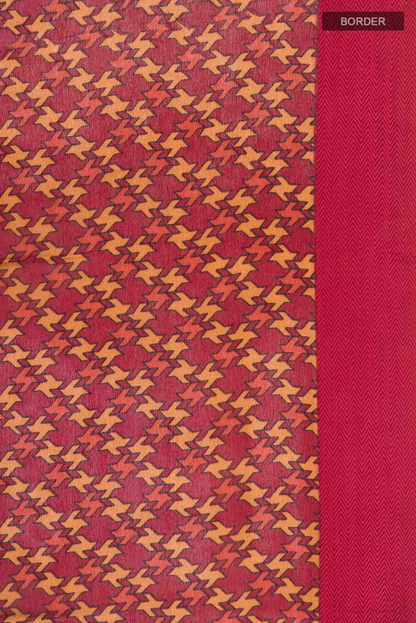 Maroon Mysore Crepe Saree