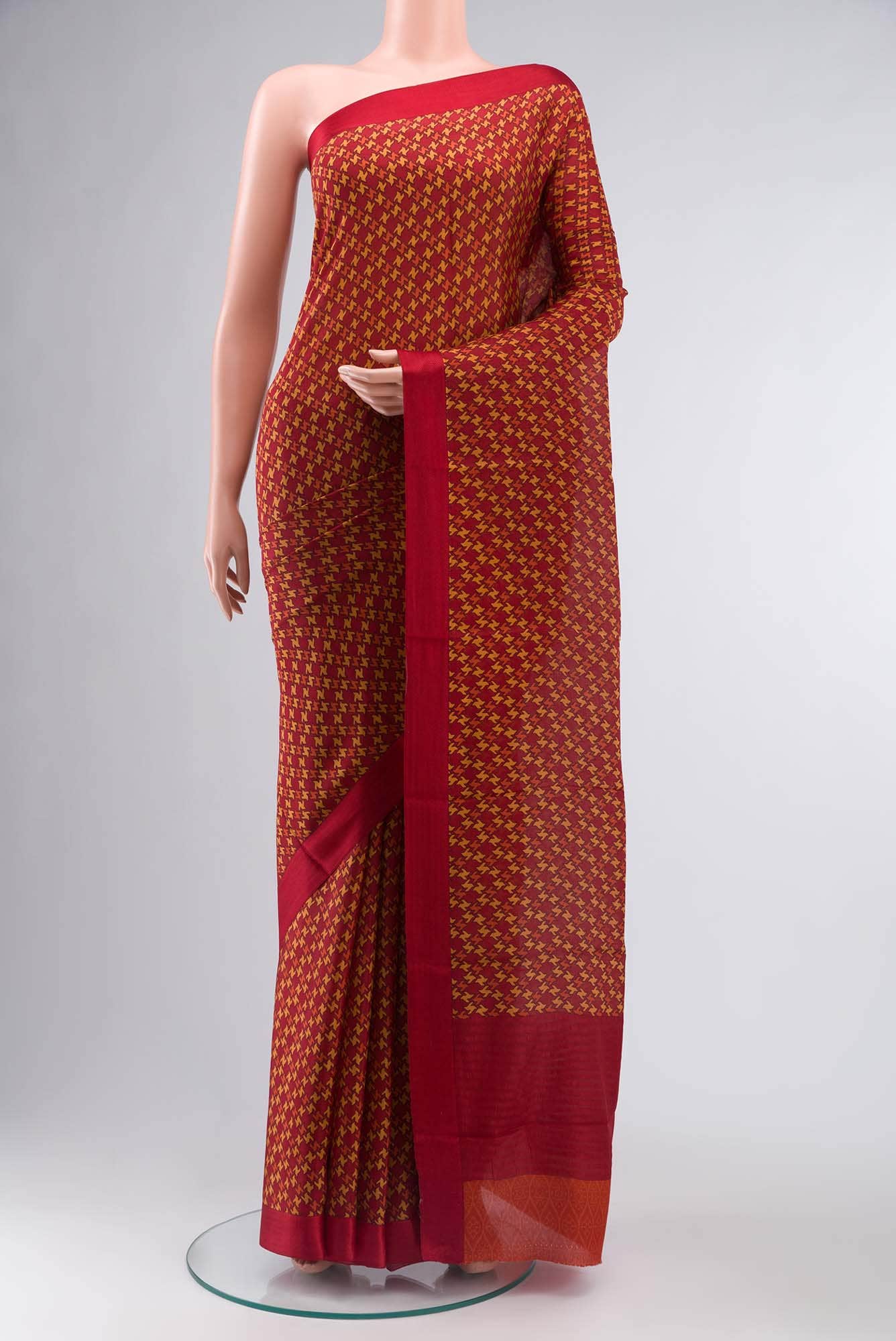 Maroon Mysore Crepe Saree