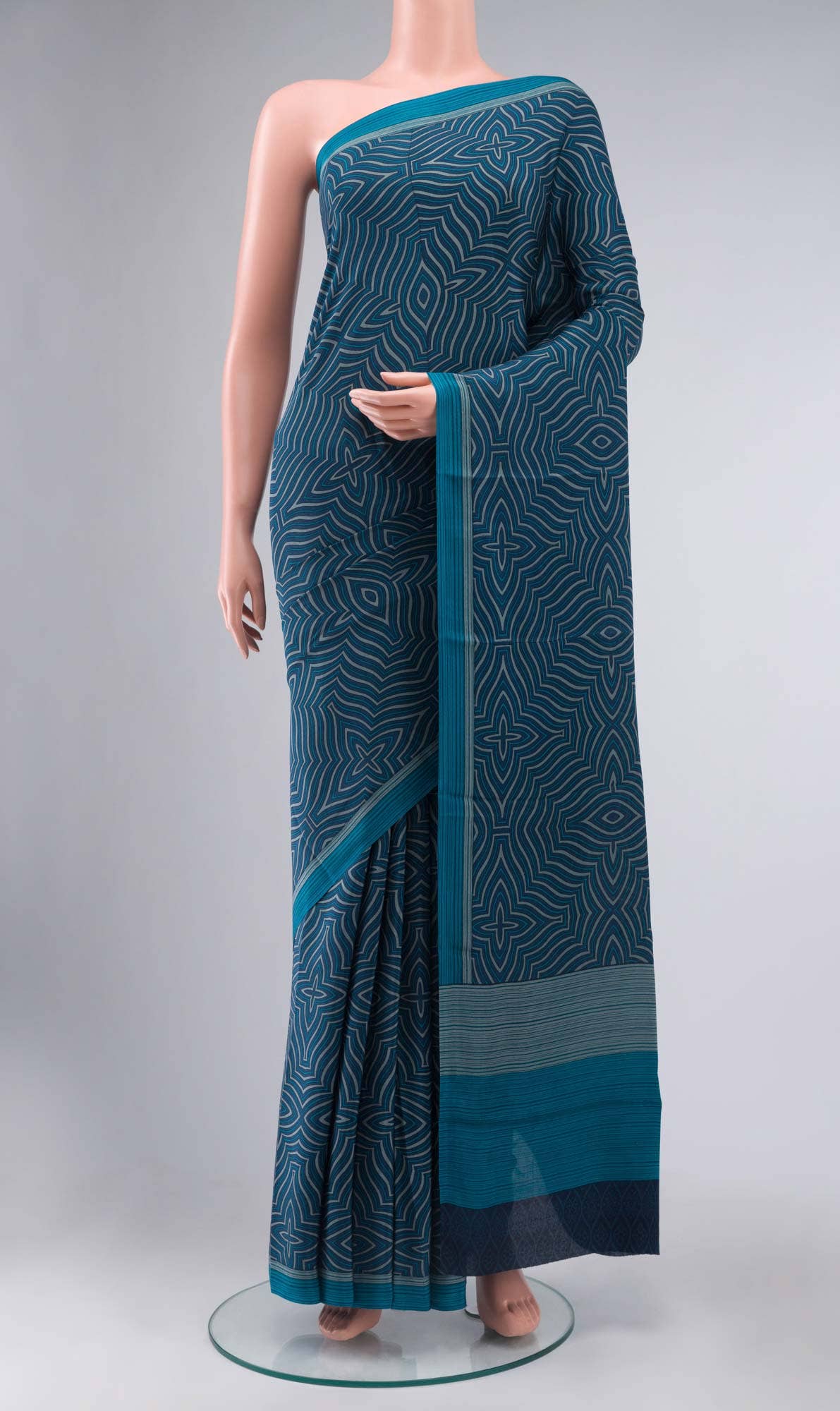 Blue Crepe Saree