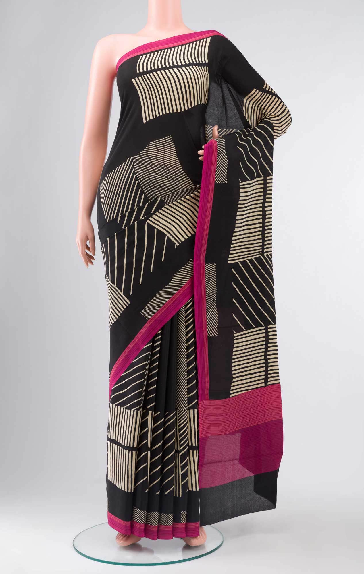 Black Crepe Saree
