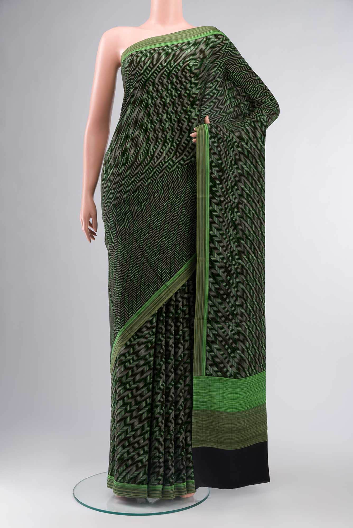 Black Mysore Crepe Saree