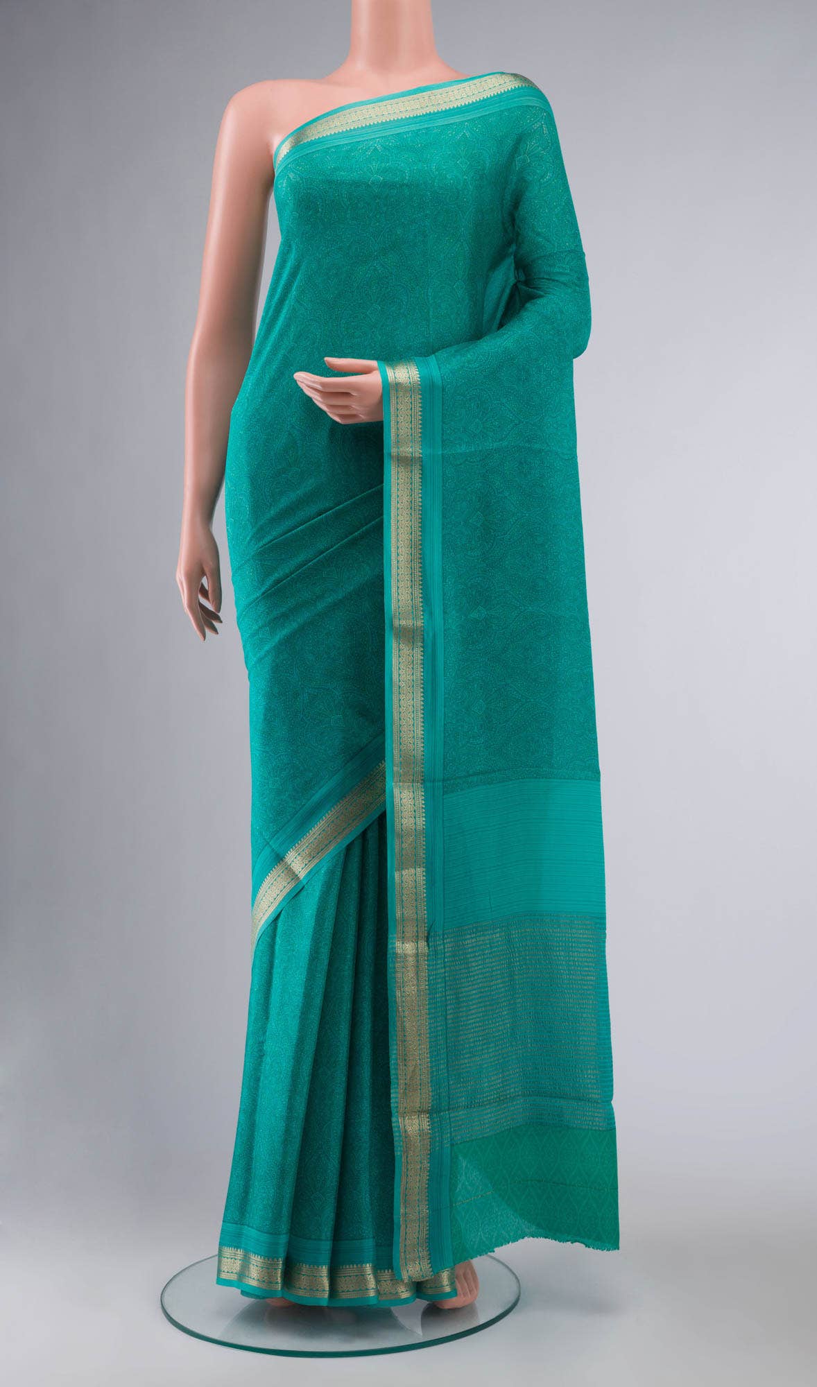 Green Crepe Saree
