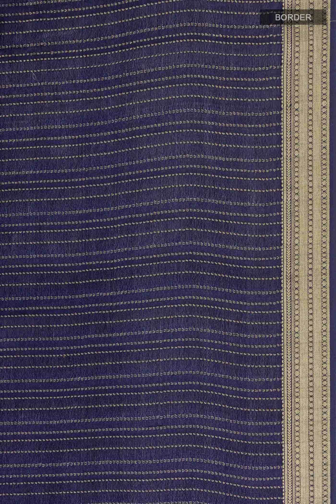 Navy Blue Mysore Crepe Saree
