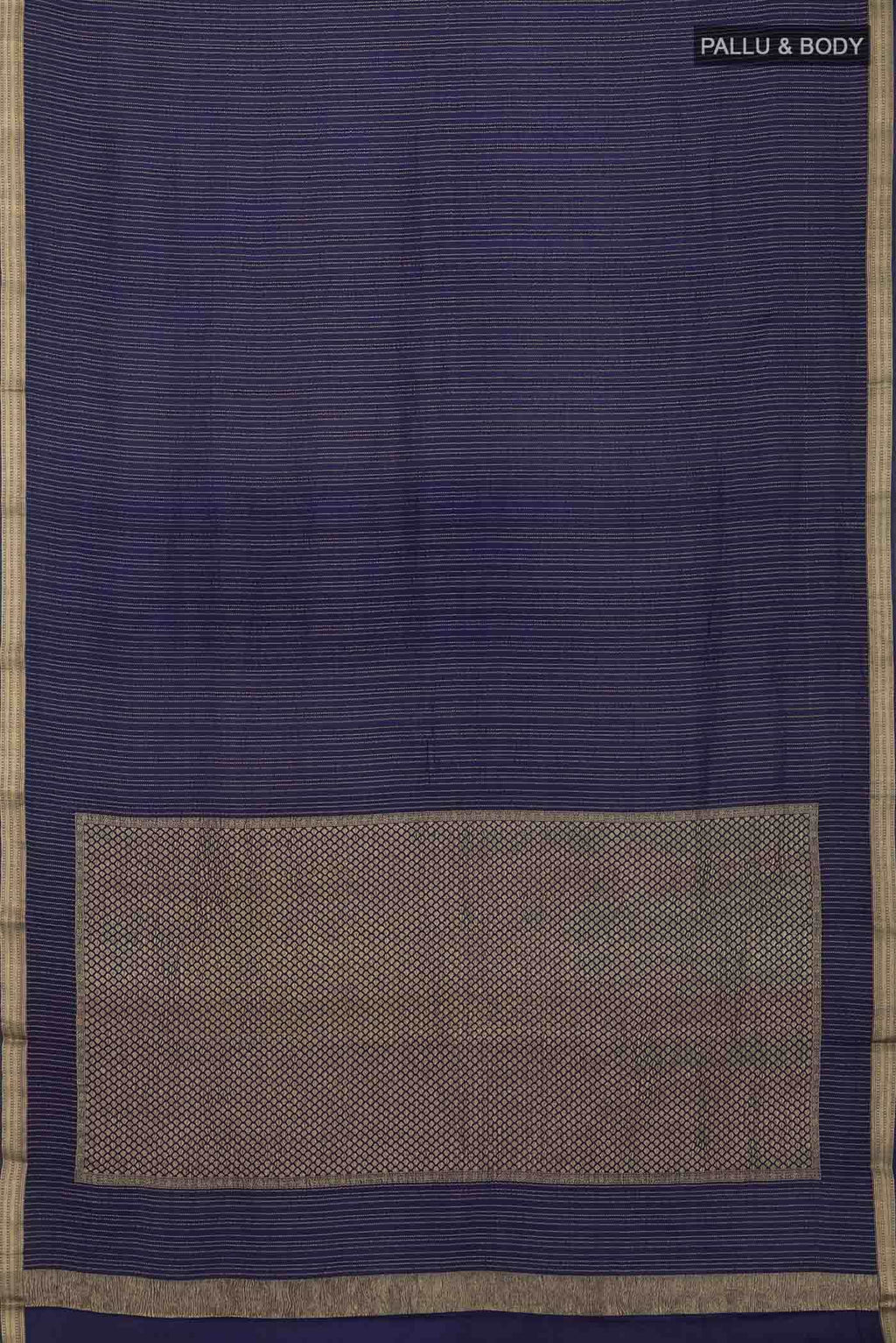 Navy Blue Mysore Crepe Saree