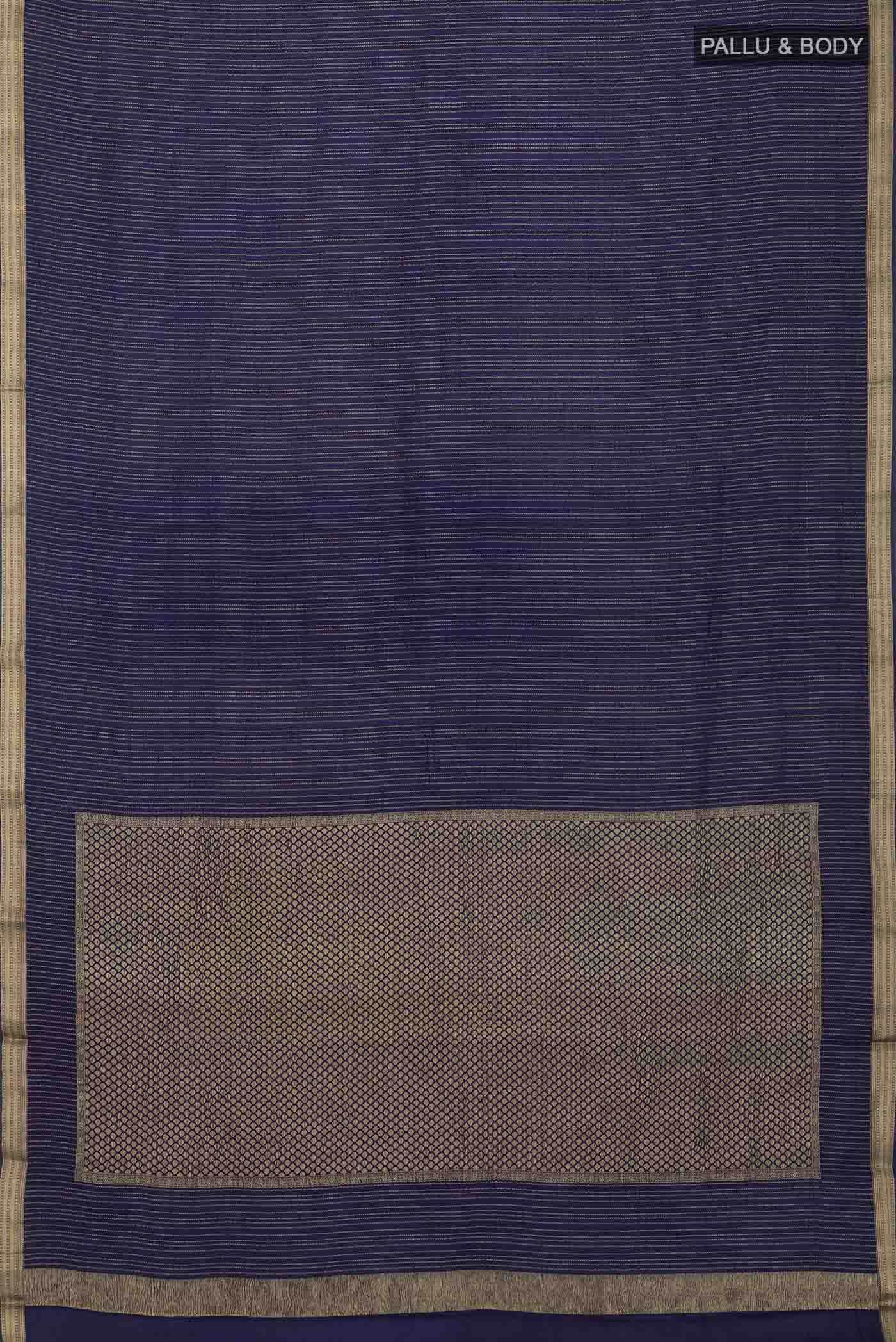 Navy Blue Mysore Crepe Saree